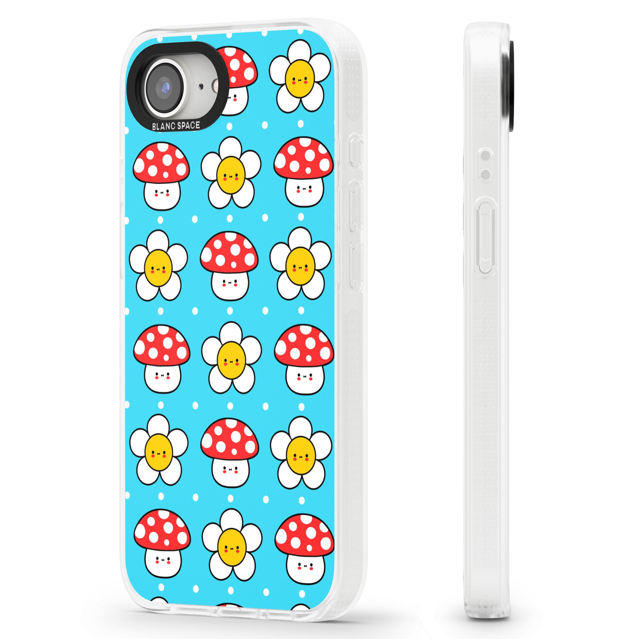 Shroom Bunnies Kawaii Pattern iPhone 16e Clear Case Impact Air - Blanc Space