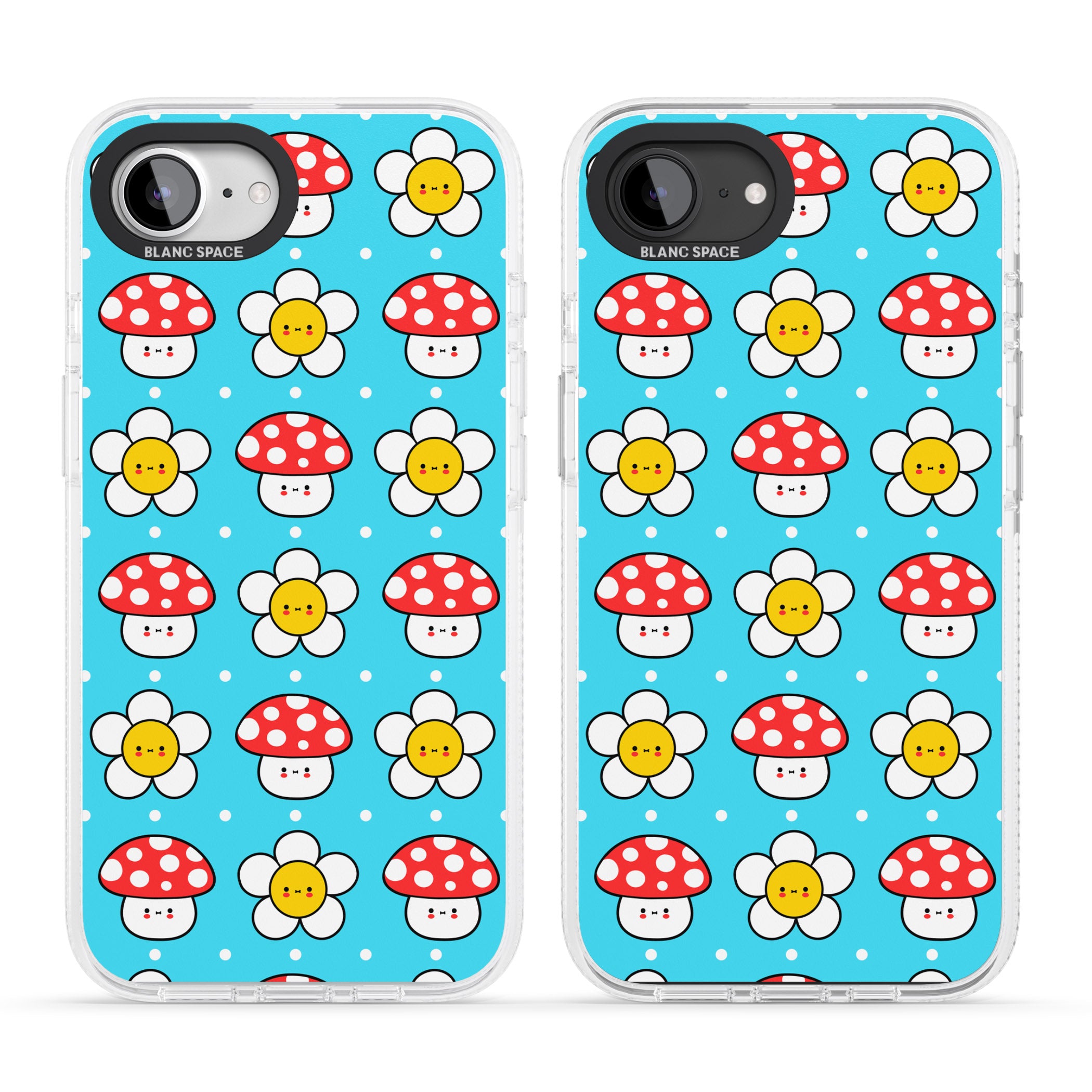 Shroom Bunnies Kawaii Pattern iPhone 16e Clear Case Impact Air - Blanc Space