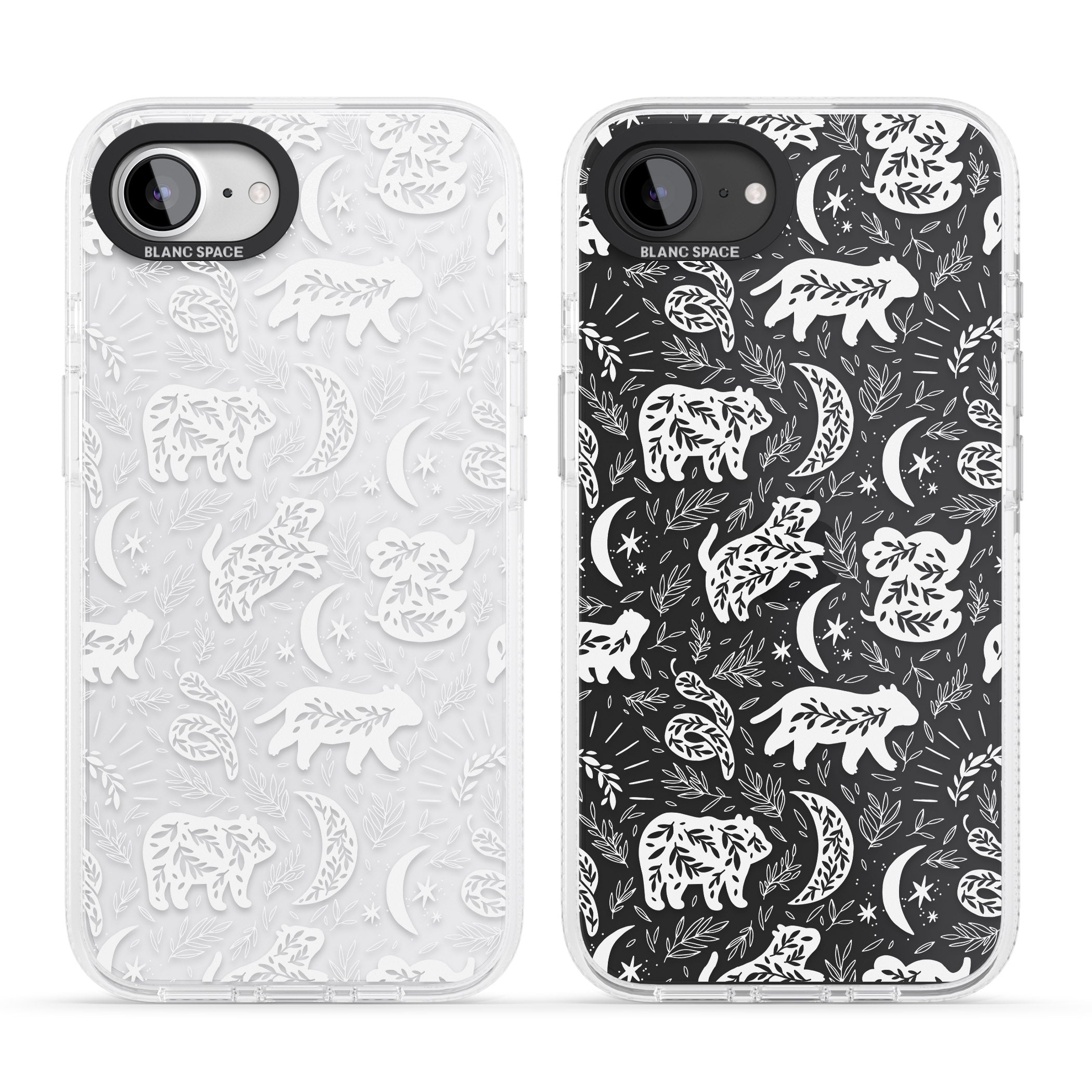 Forest Animal Silhouettes: White/Clear iPhone 16e Clear Case Impact Air - Blanc Space