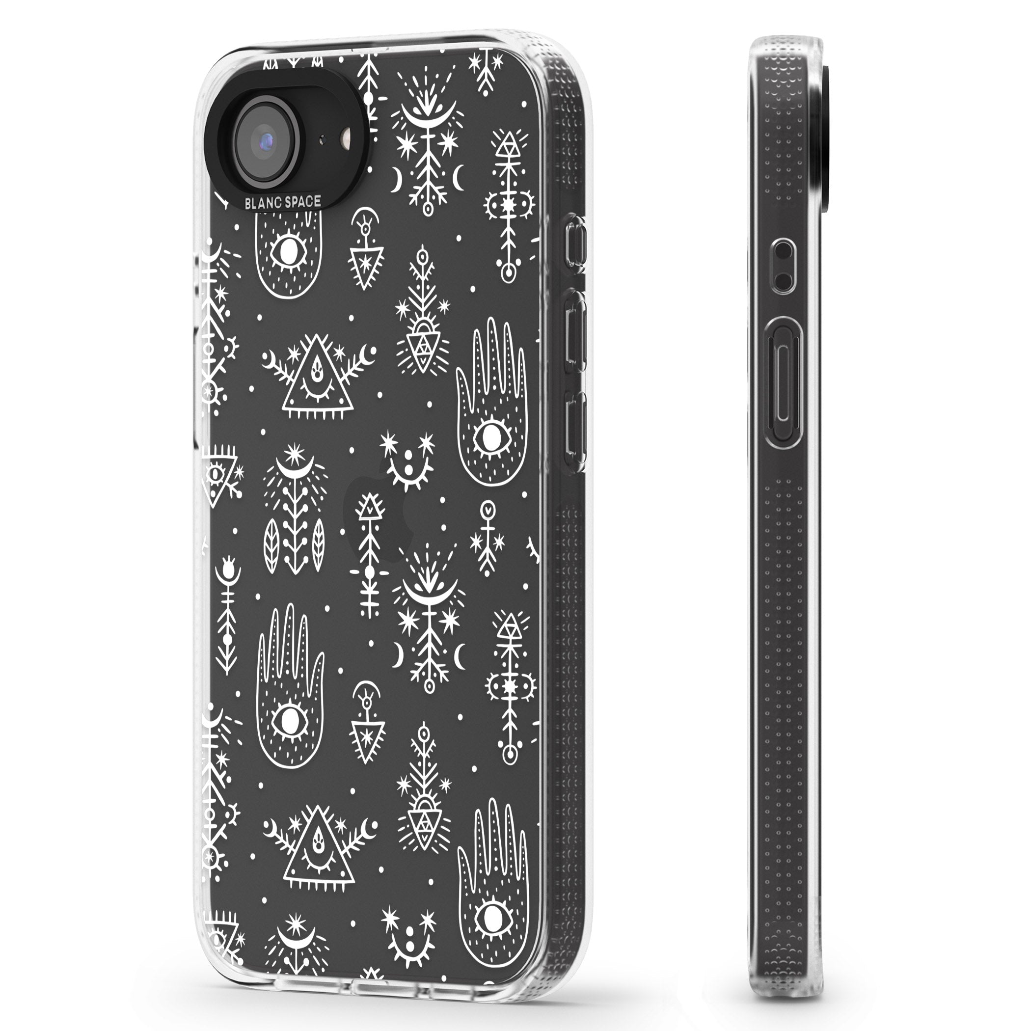 Black Tribal Palms iPhone 16e Clear Case Impact Air - Blanc Space