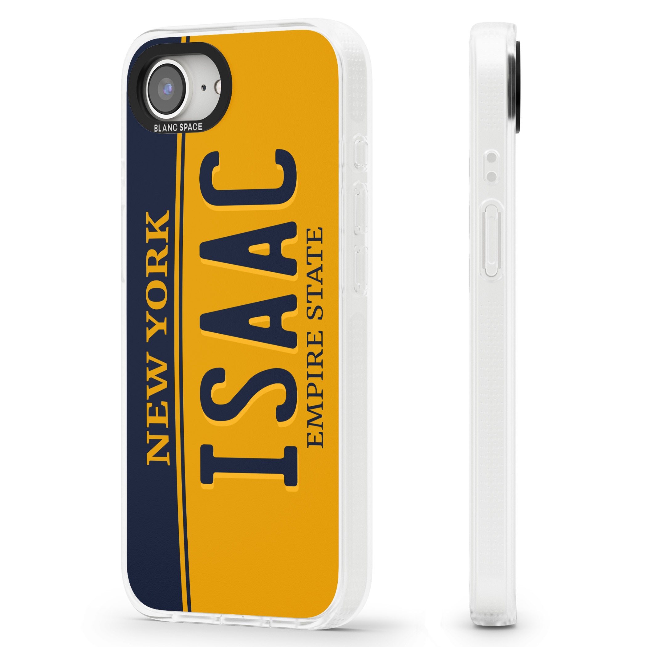 New York License Plate iPhone 16e Clear Case Impact Air - Blanc Space