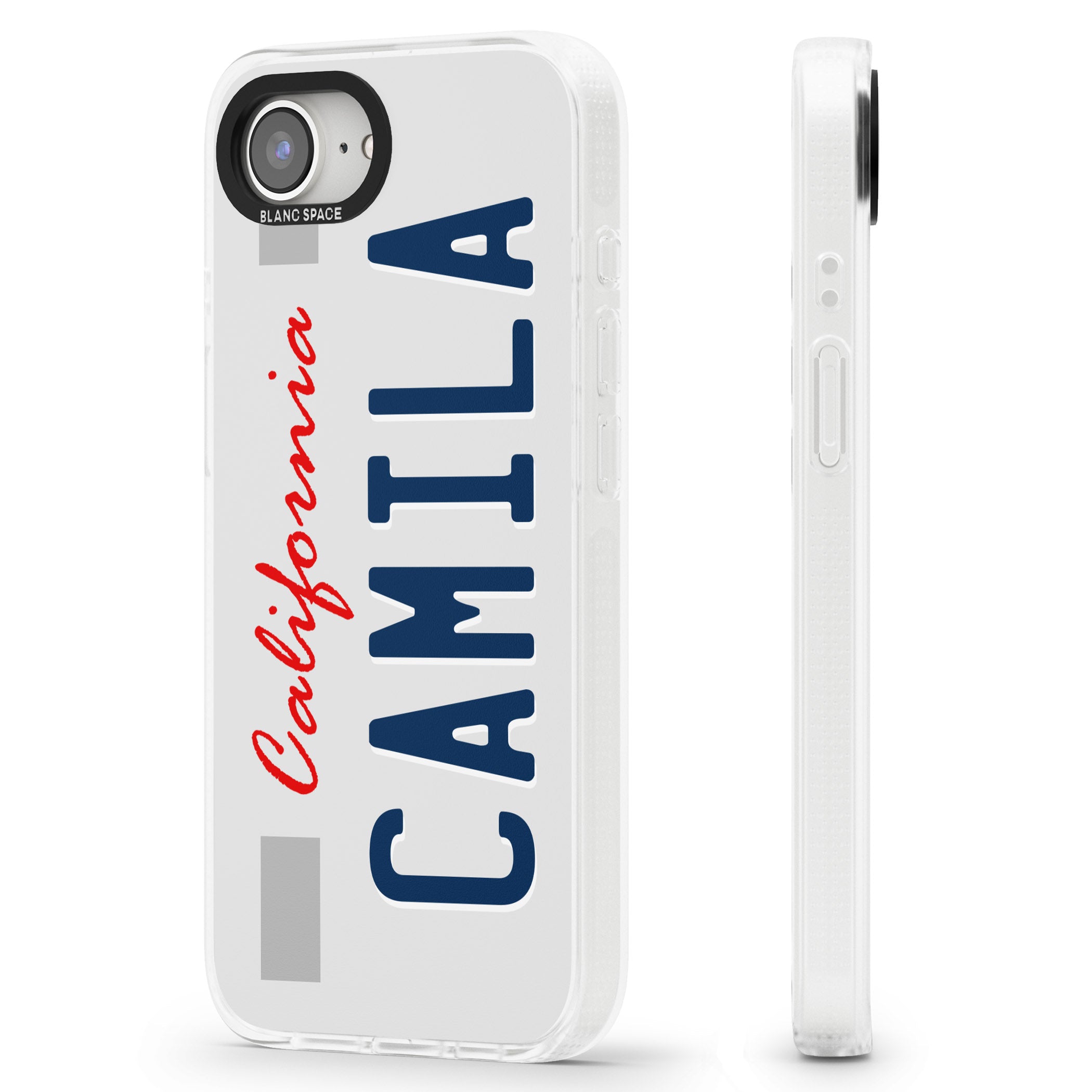 California License Plate iPhone 16e Clear Case Impact Air - Blanc Space