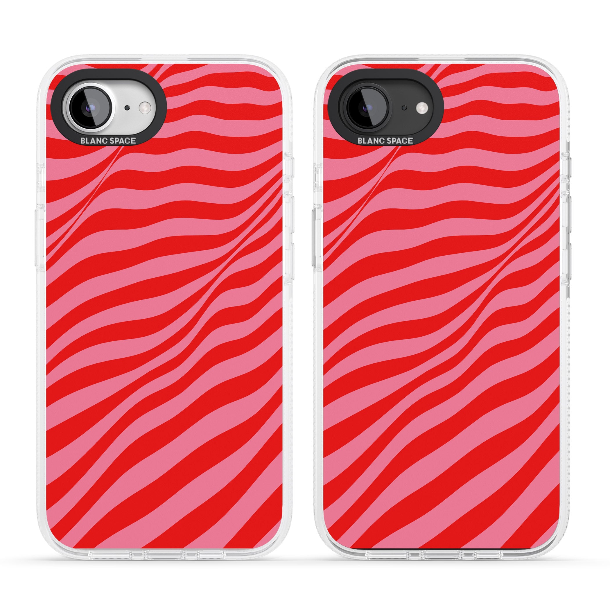 Pink & Red Distorted Line iPhone 16e Clear Case Impact Air - Blanc Space