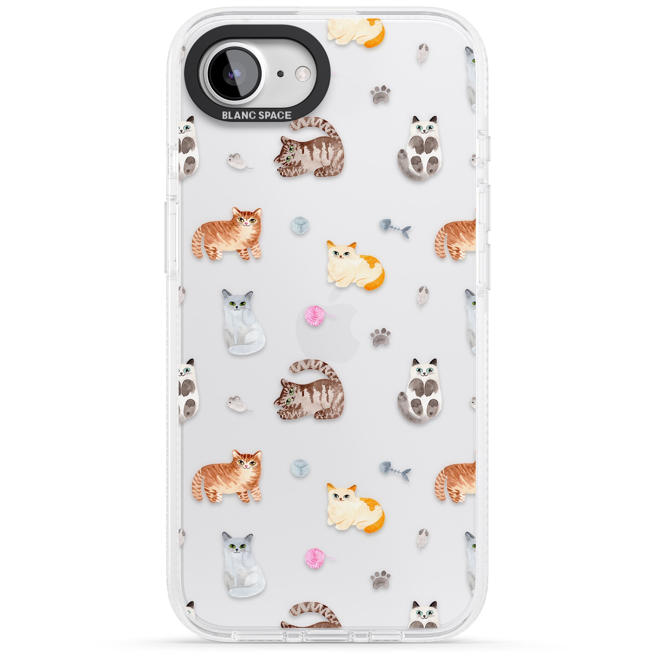 Cats with Toys - Clear iPhone 16e Clear Case Impact Air - Blanc Space