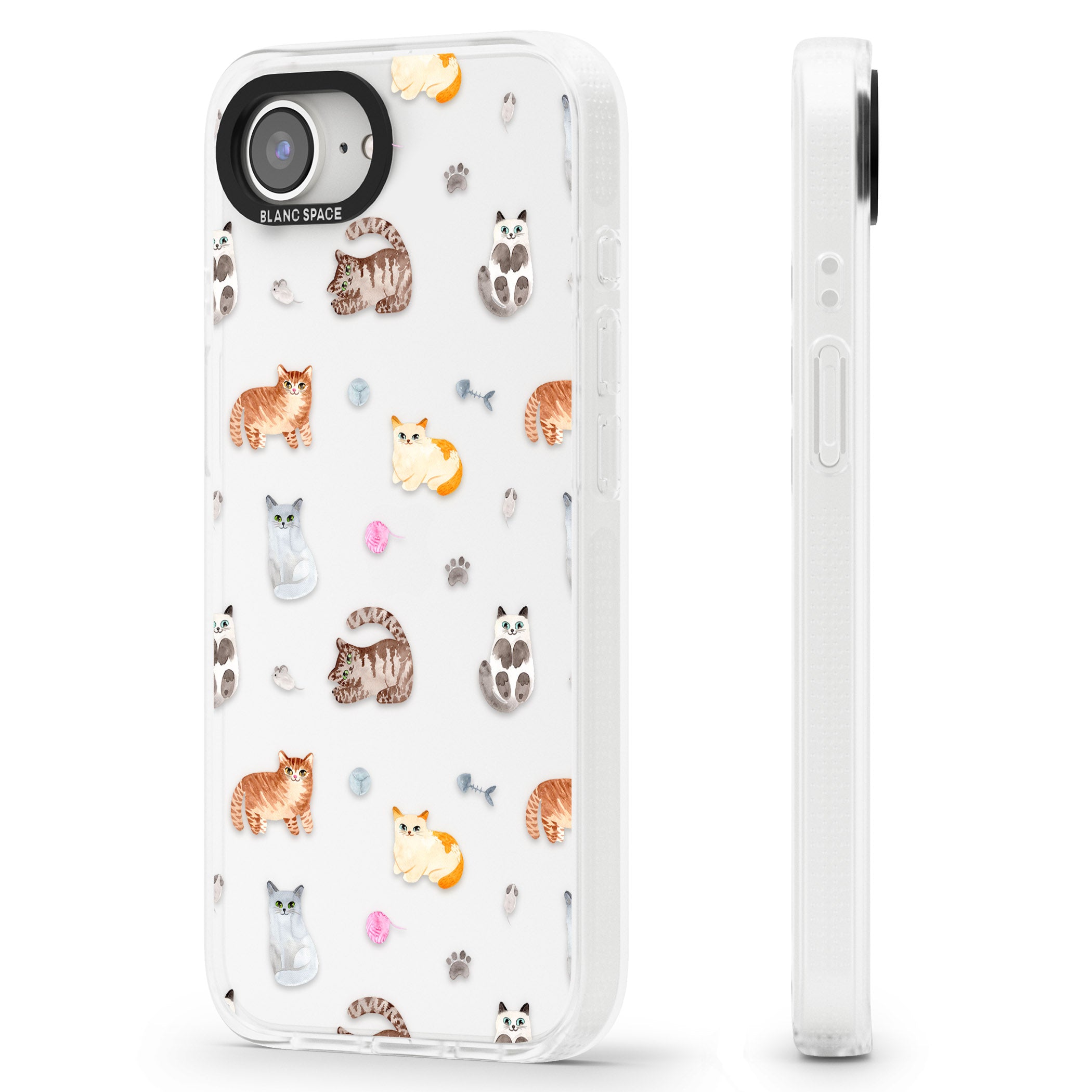 Cats with Toys - Clear iPhone 16e Clear Case Impact Air - Blanc Space