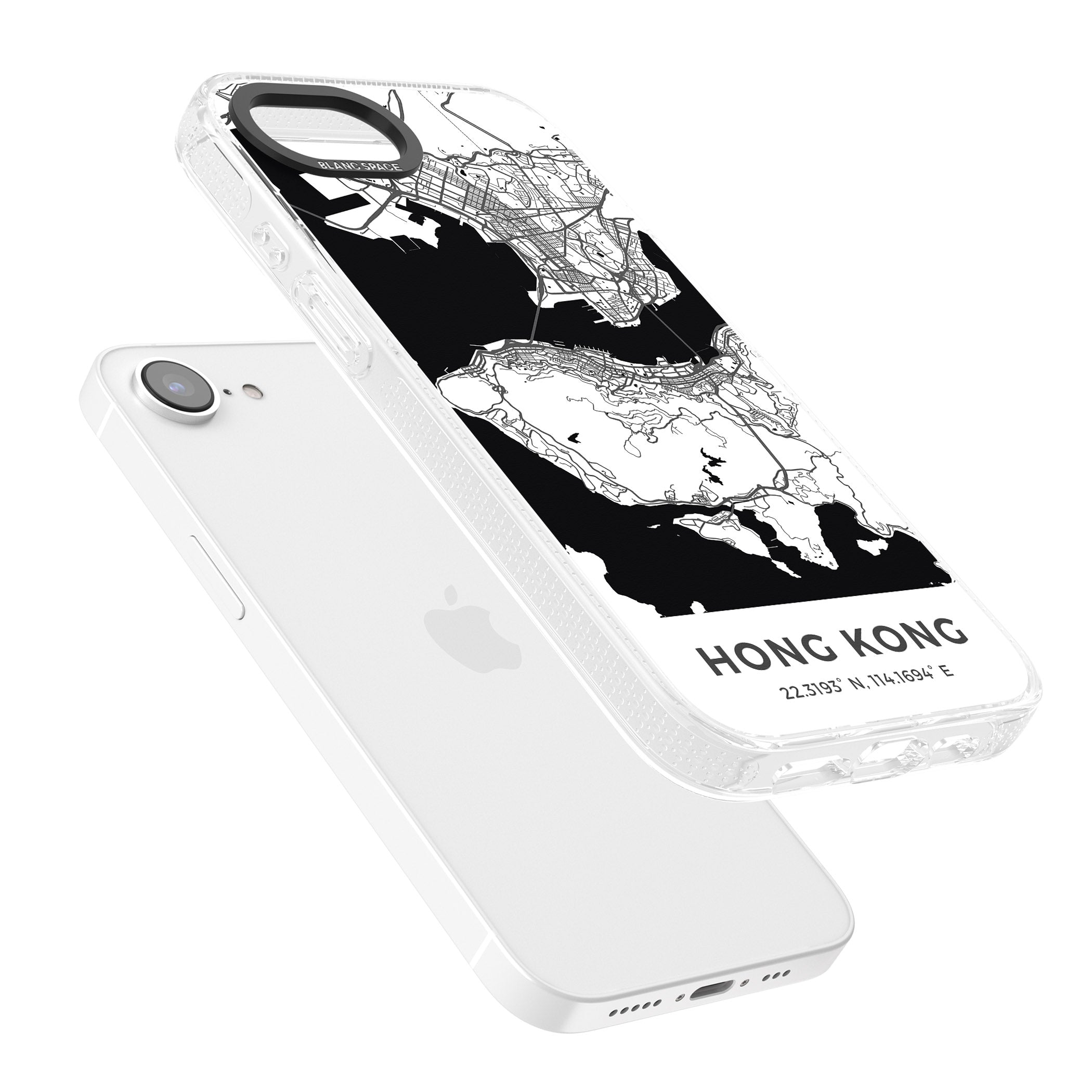 Map of Hong Kong iPhone 16e Clear Case Impact Air - Blanc Space