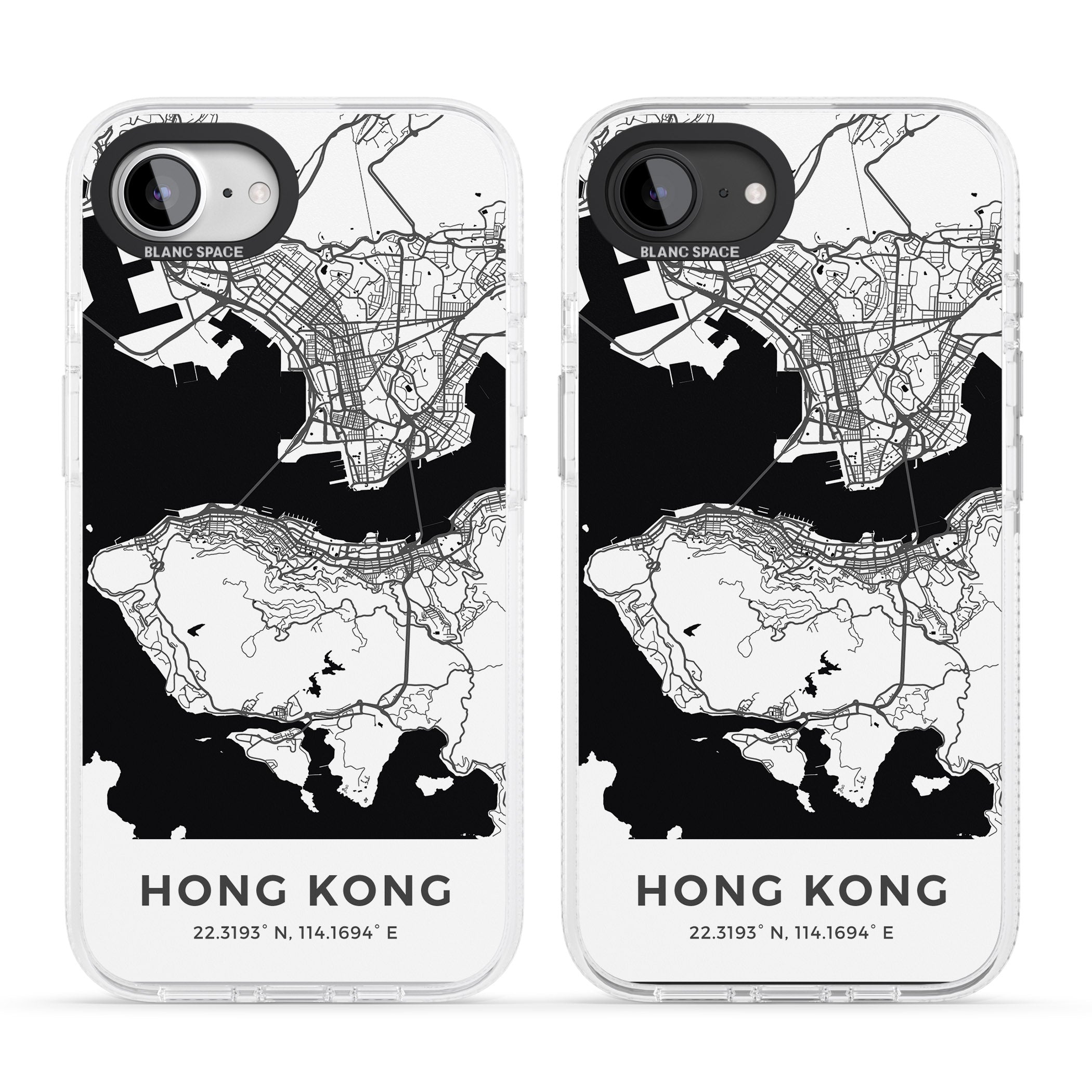 Map of Hong Kong iPhone 16e Clear Case Impact Air - Blanc Space