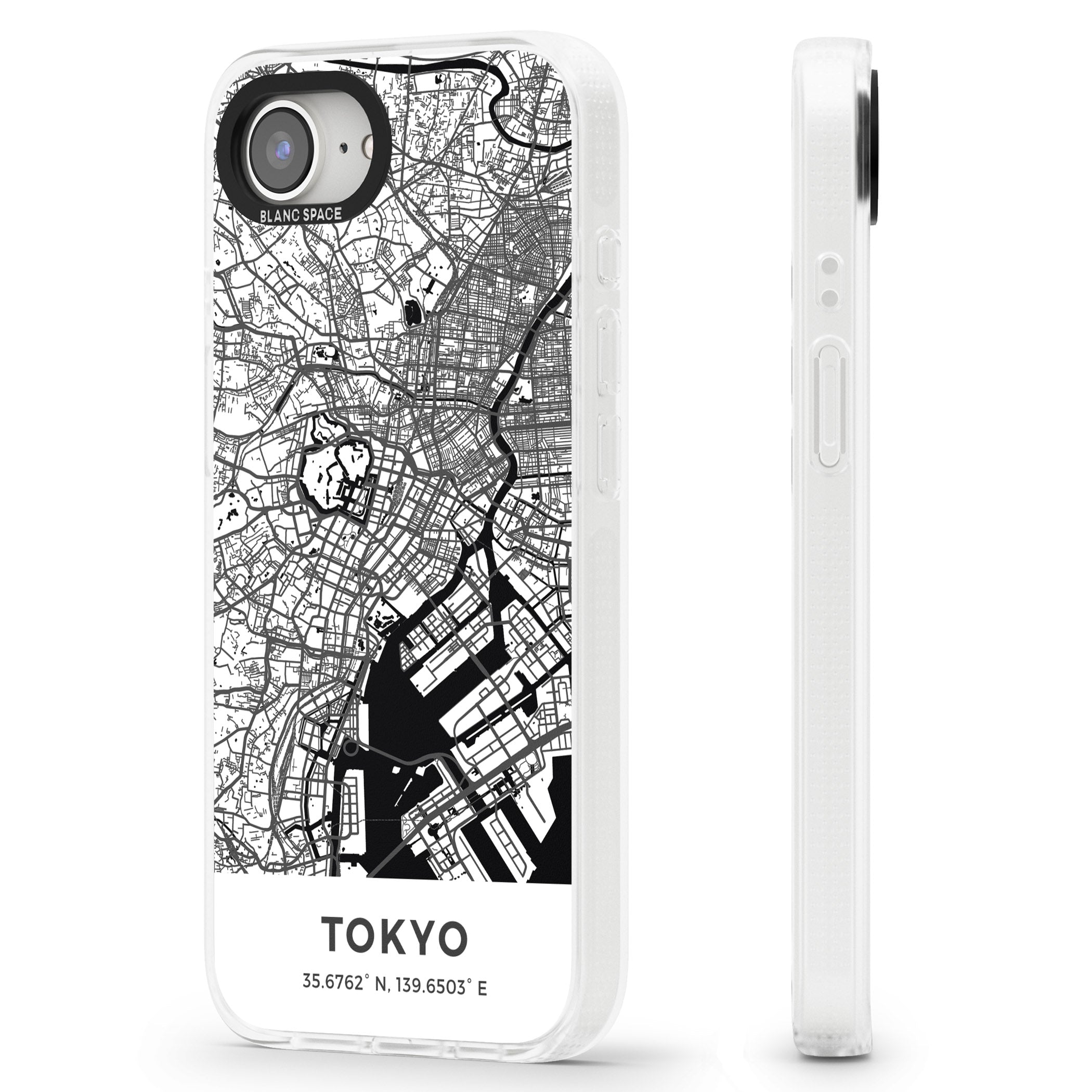 Map of Tokyo, Japan iPhone 16e Clear Case Impact Air - Blanc Space