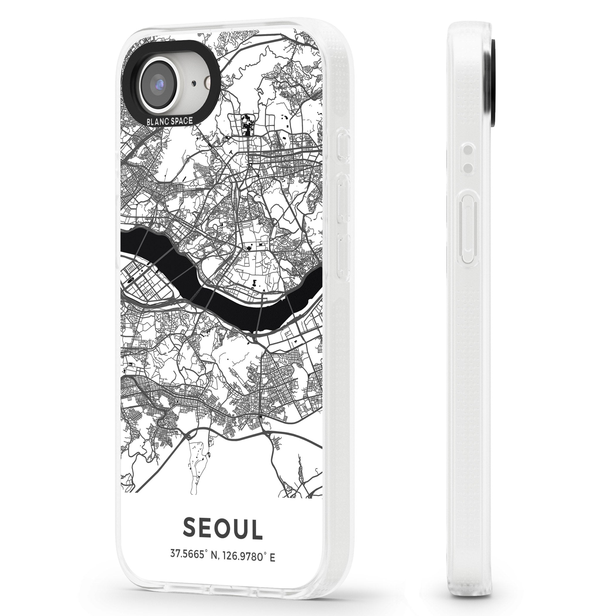 Map of Seoul, South Korea iPhone 16e Clear Case Impact Air - Blanc Space