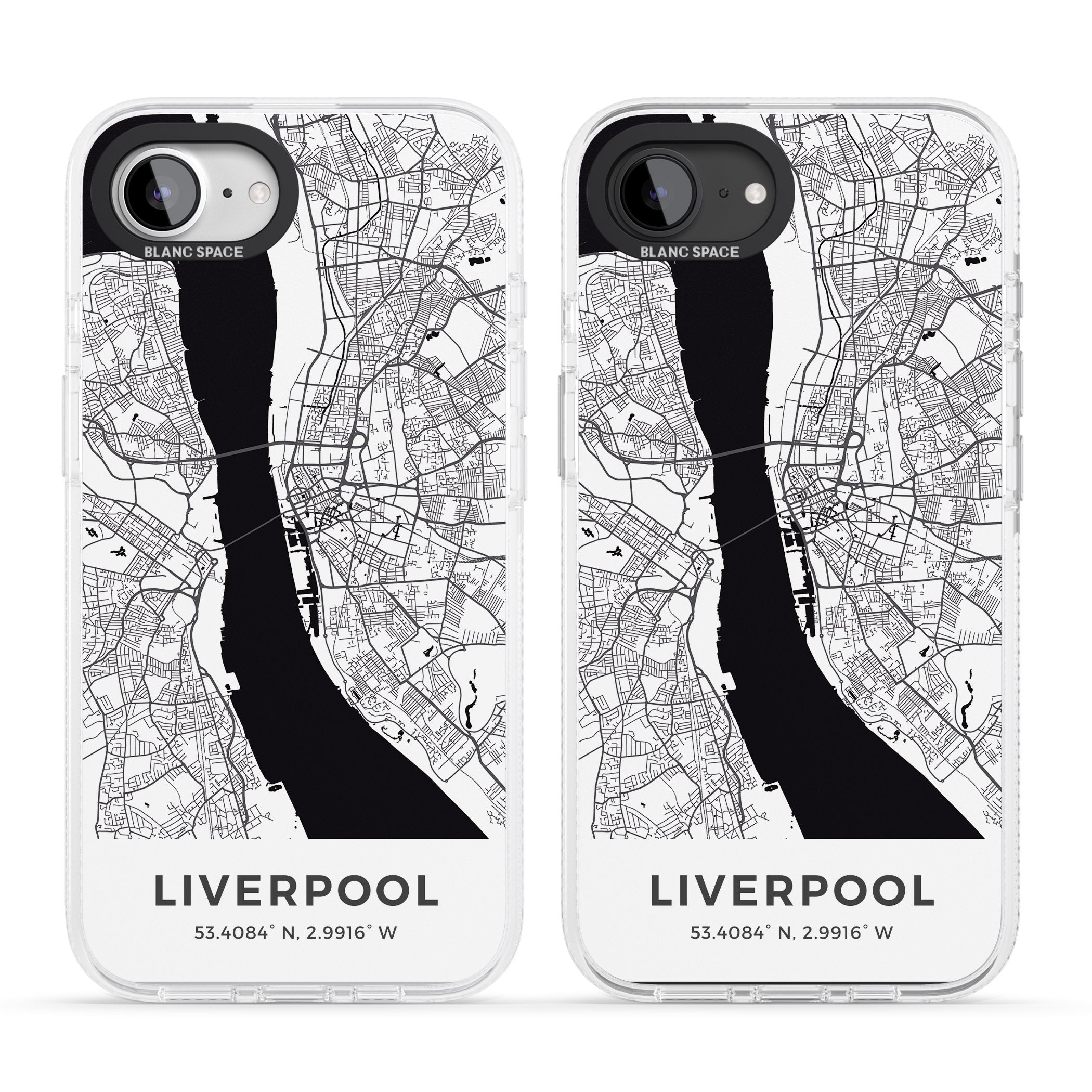 Map of Liverpool, England iPhone 16e Clear Case Impact Air - Blanc Space