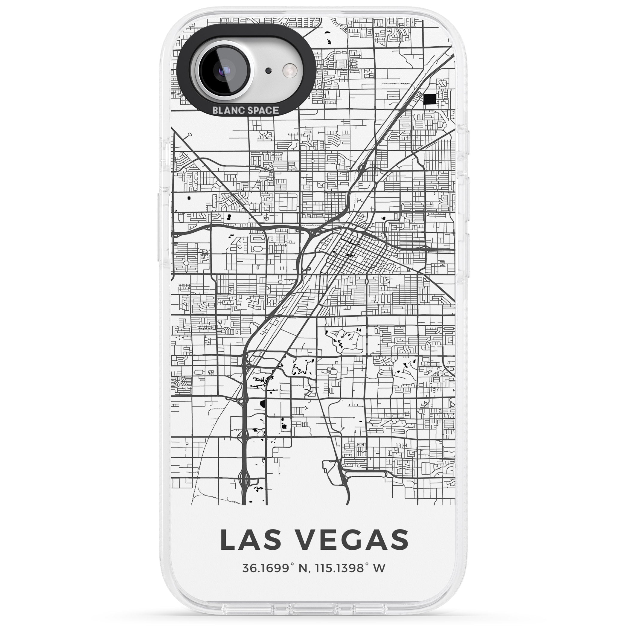 Map of Las Vegas, Nevada iPhone 16e Clear Case Impact Air - Blanc Space