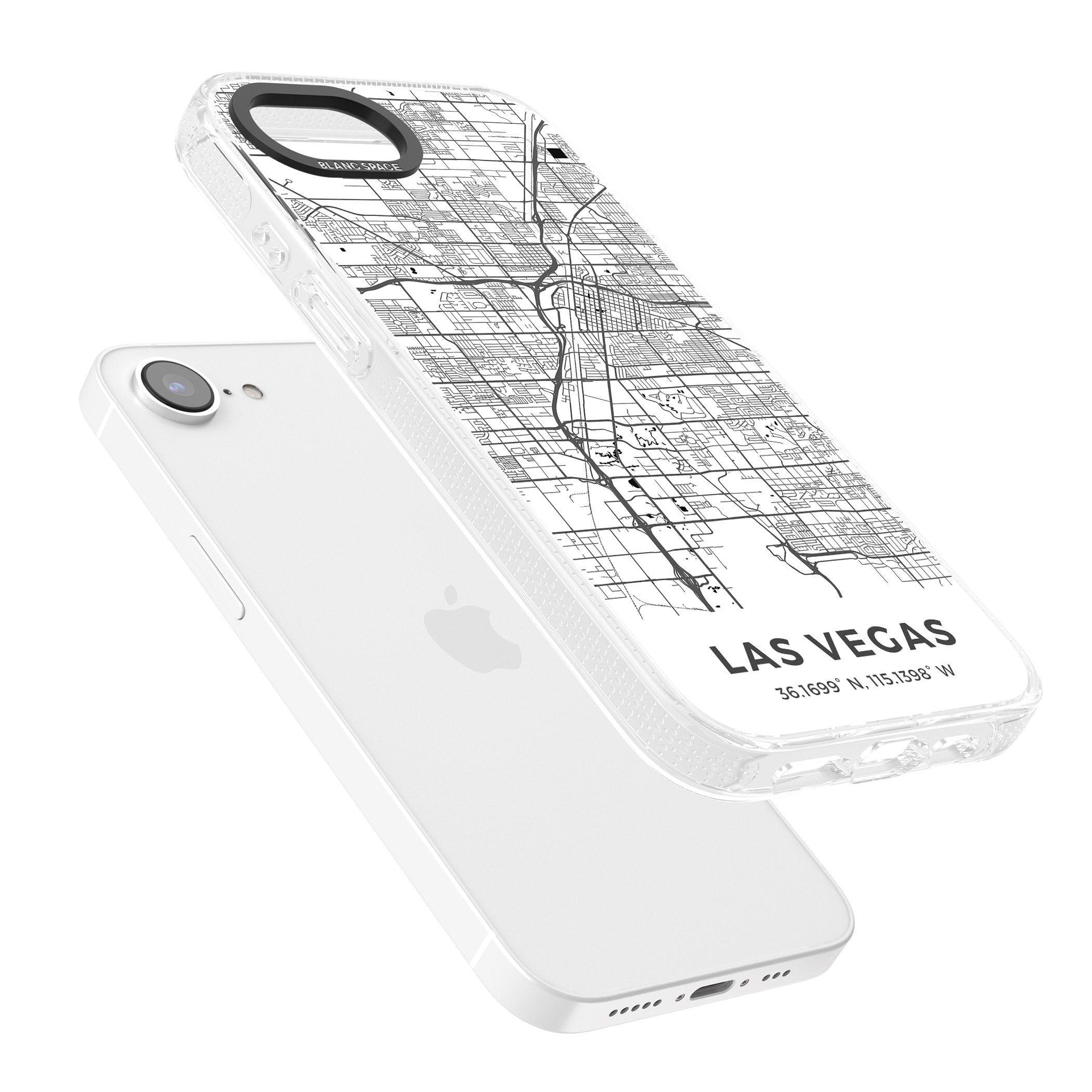Map of Las Vegas, Nevada iPhone 16e Clear Case Impact Air - Blanc Space