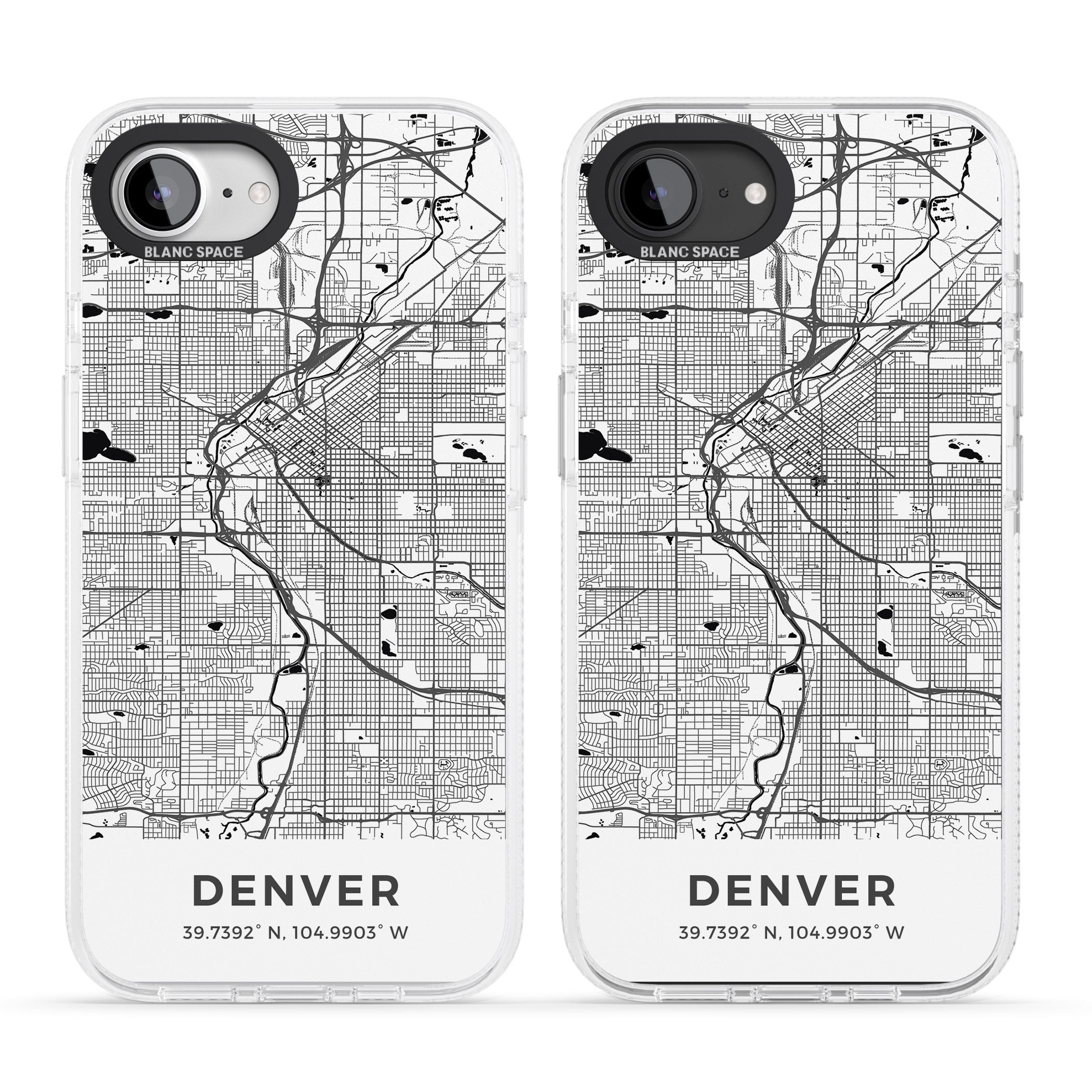 Map of Denver, Colorado iPhone 16e Clear Case Impact Air - Blanc Space