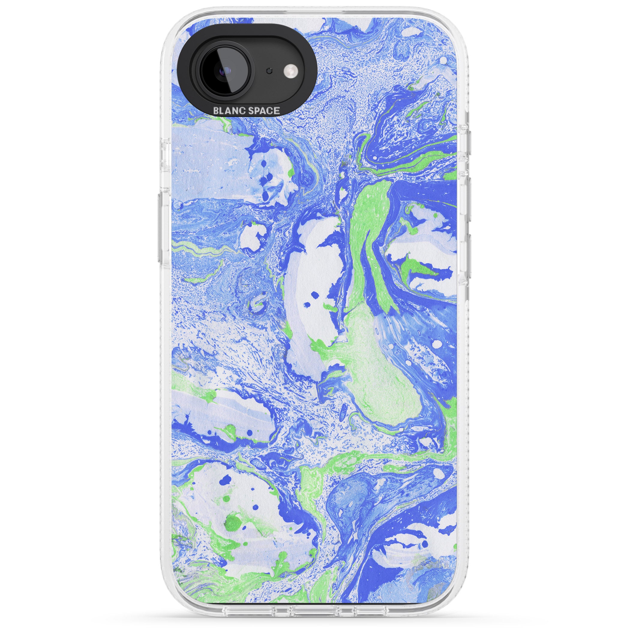 Dark Blue & Green Marbled Paper Pattern iPhone 16e Clear Case Impact Air - Blanc Space