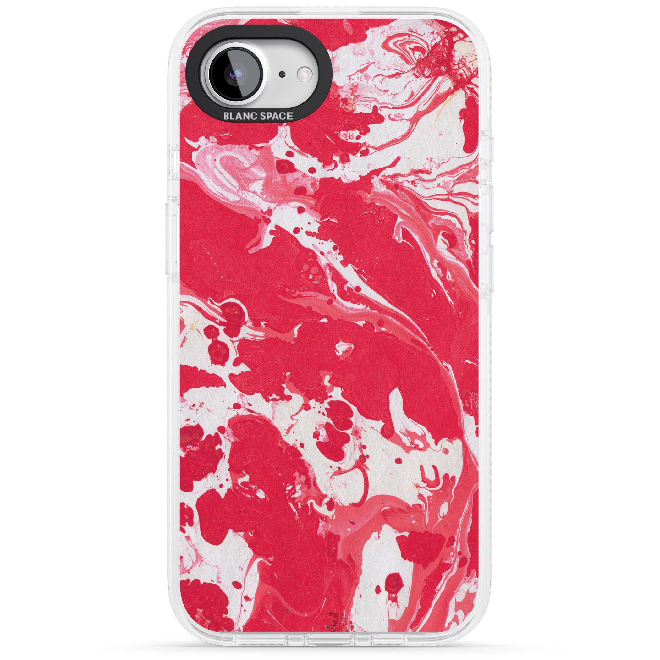 Red & White - Marbled Paper iPhone 16e Clear Case Impact Air - Blanc Space