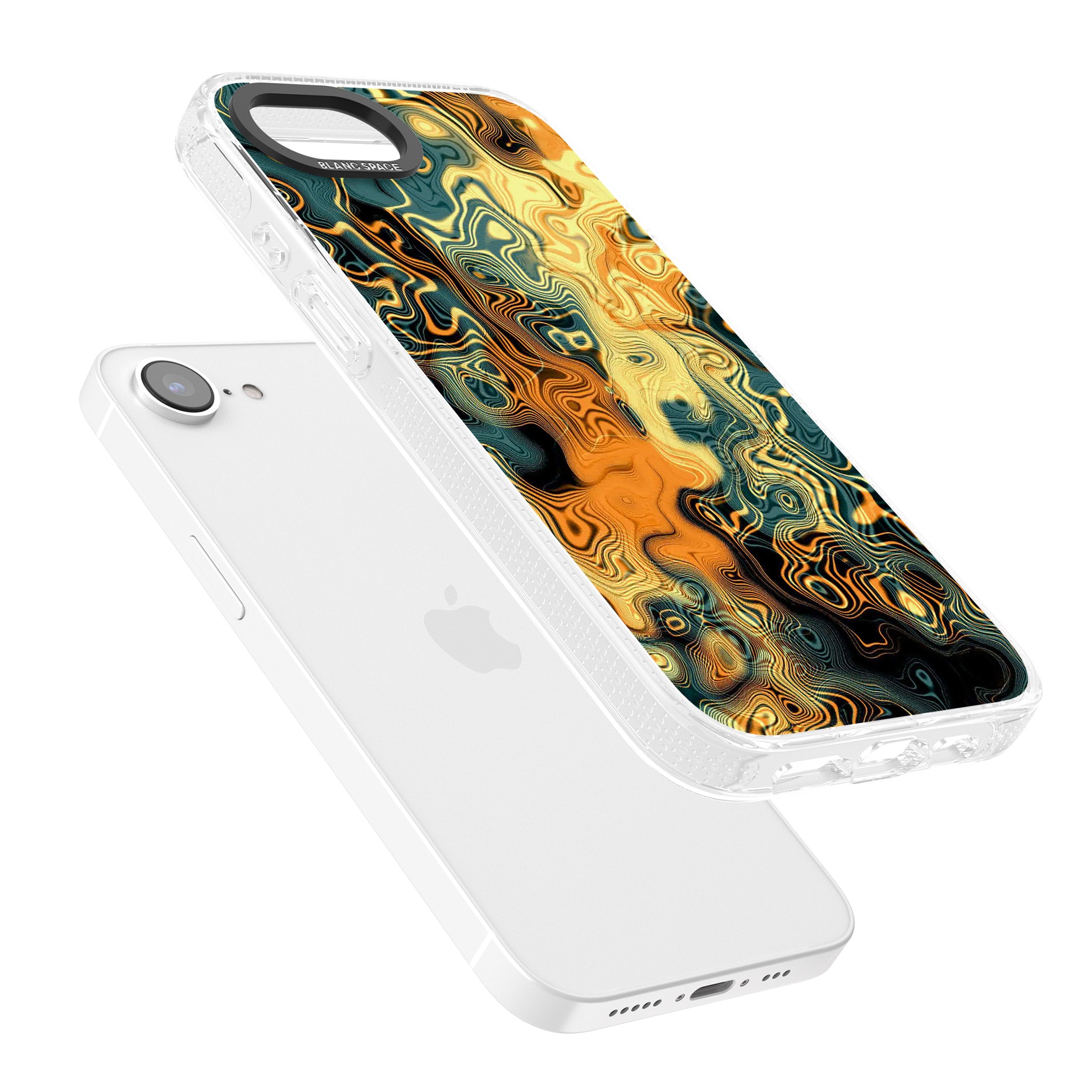 Gold Green Marble iPhone 16e Clear Case Impact Air - Blanc Space