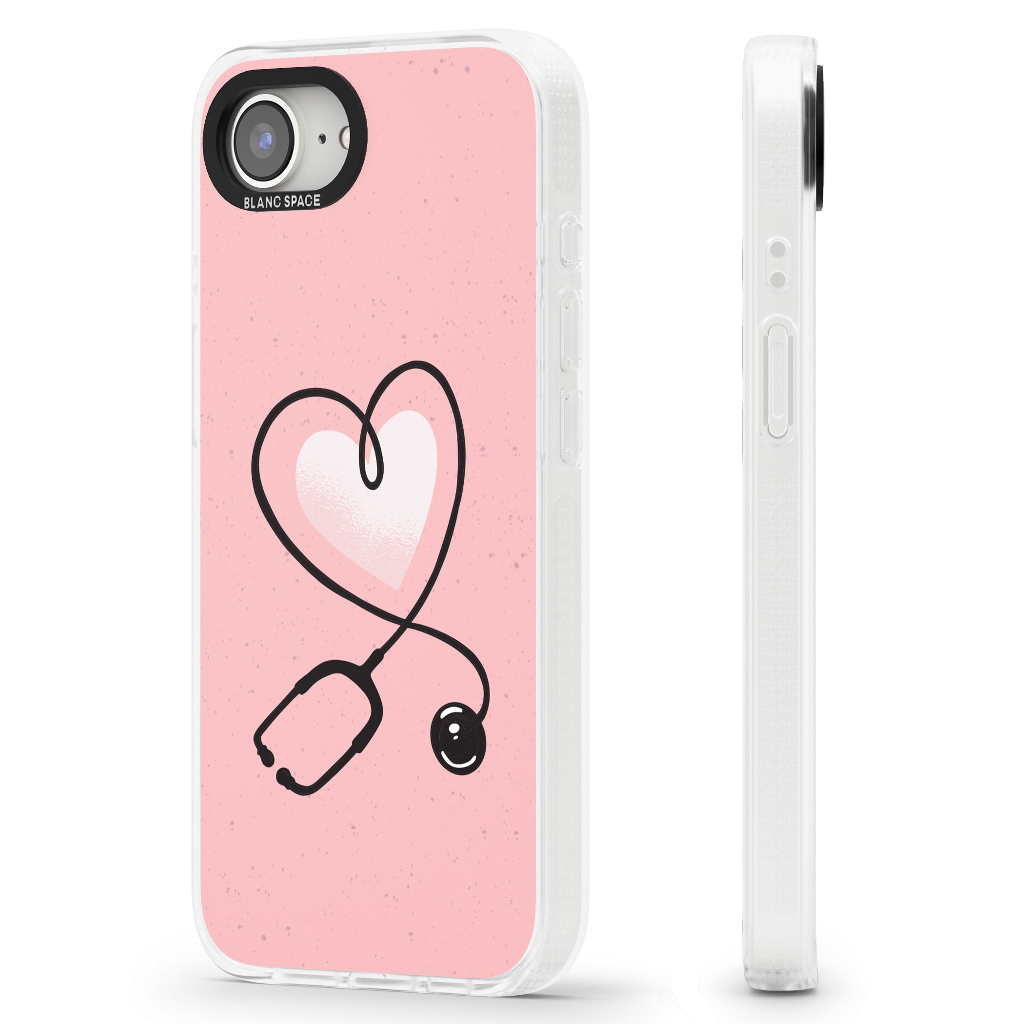 Medical Inspired Design Stethoscope Heart iPhone 16e Clear Case Impact Air - Blanc Space