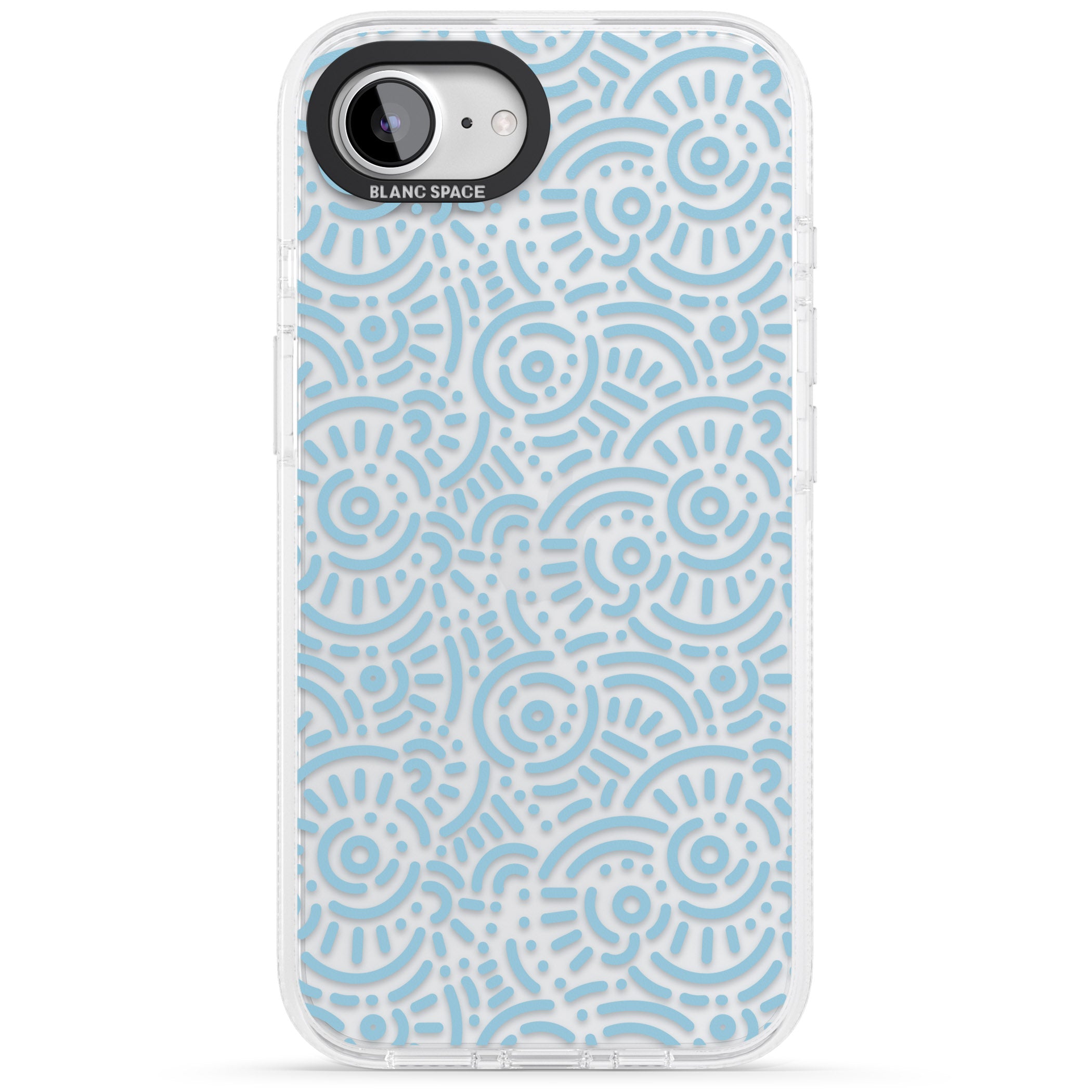 Light Blue Pattern Memphis Retro Pattern Design iPhone 16e Clear Case Impact Air - Blanc Space