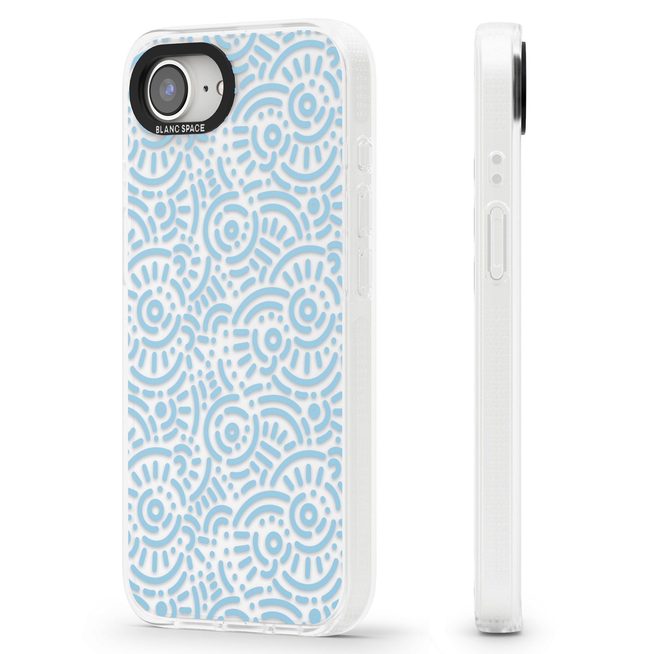 Light Blue Pattern Memphis Retro Pattern Design iPhone 16e Clear Case Impact Air - Blanc Space