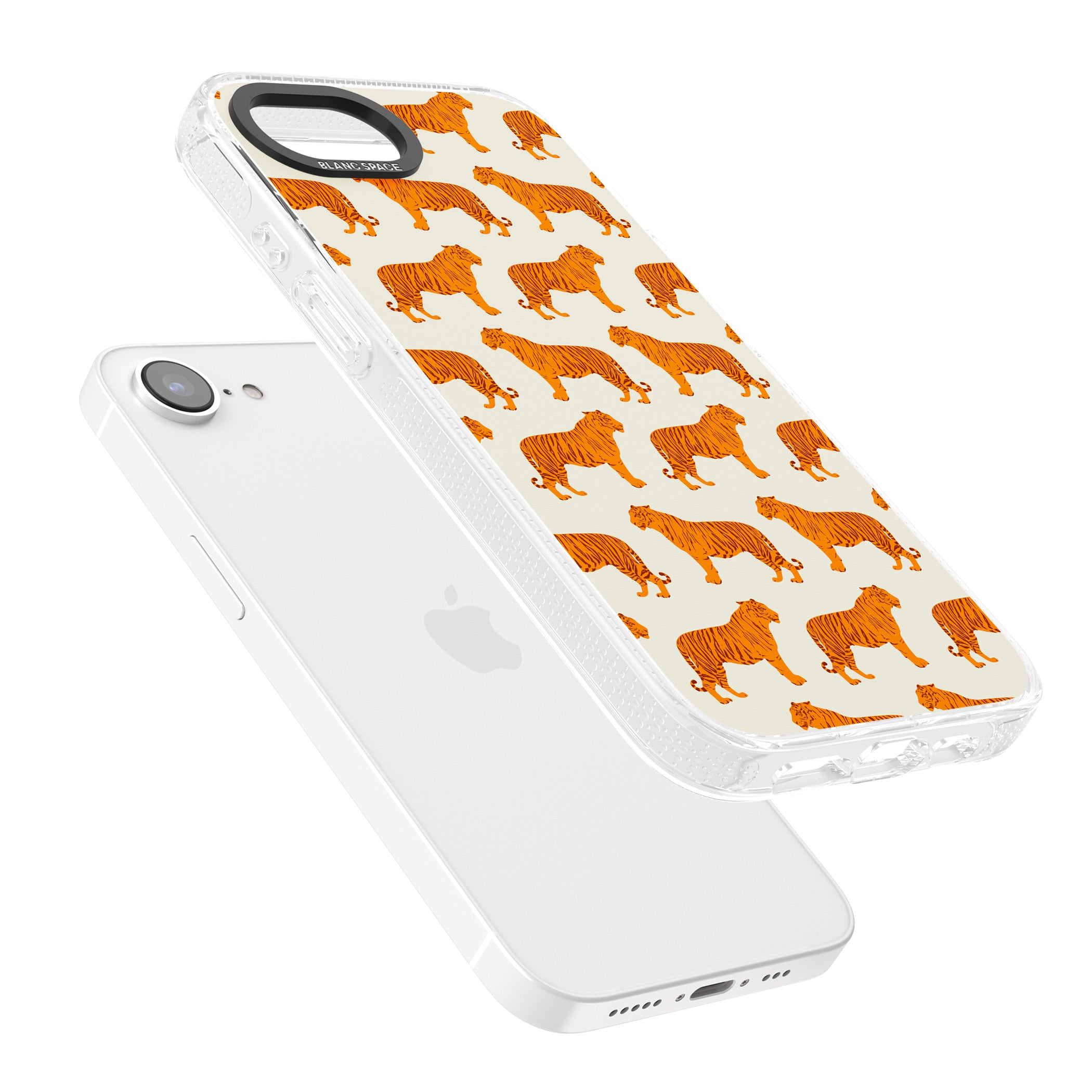 Trendy Tiger Patterns Tigers On Khaki iPhone 16e Clear Case Impact Air - Blanc Space
