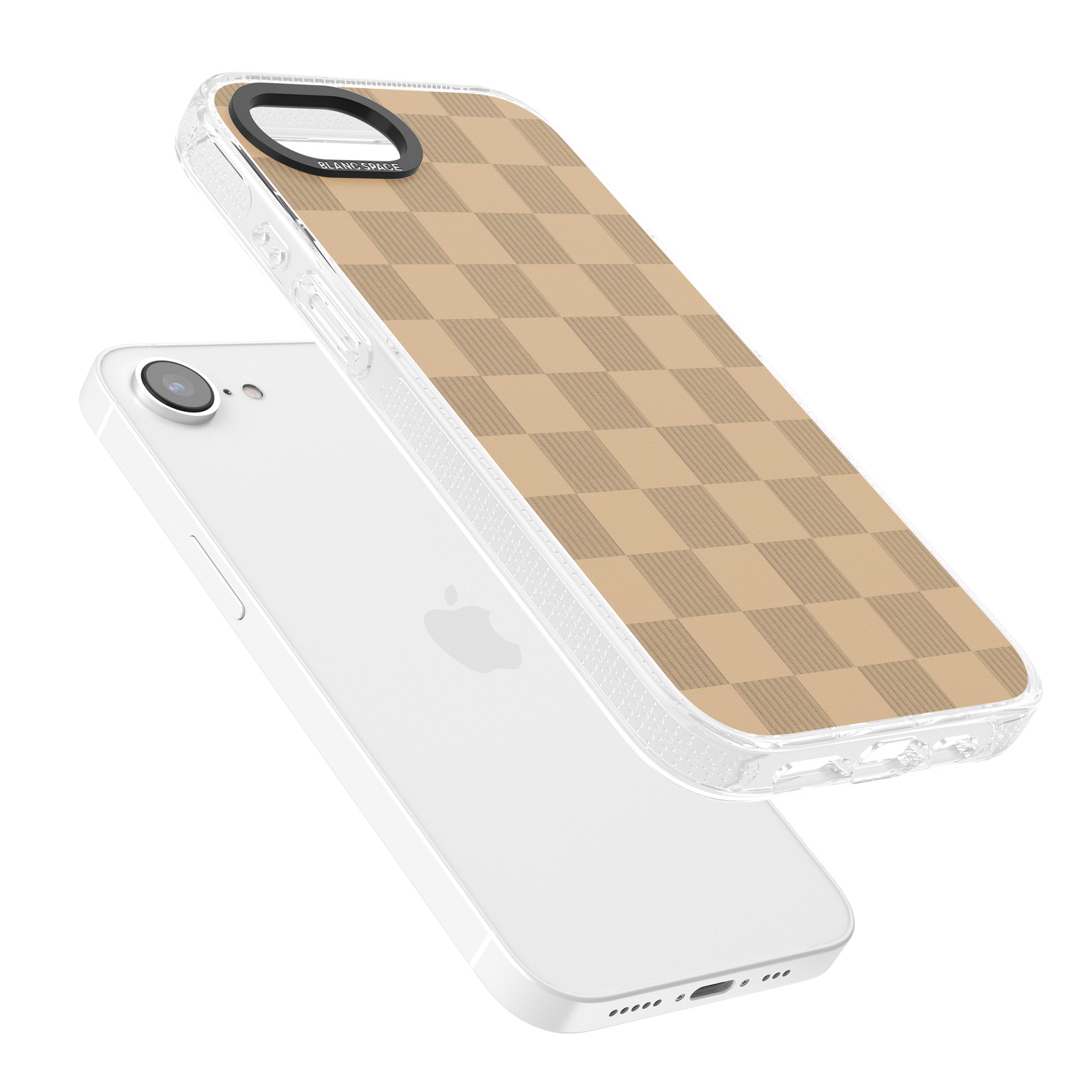 BEIGE CHECKERED iPhone 16e Clear Case Impact Air - Blanc Space
