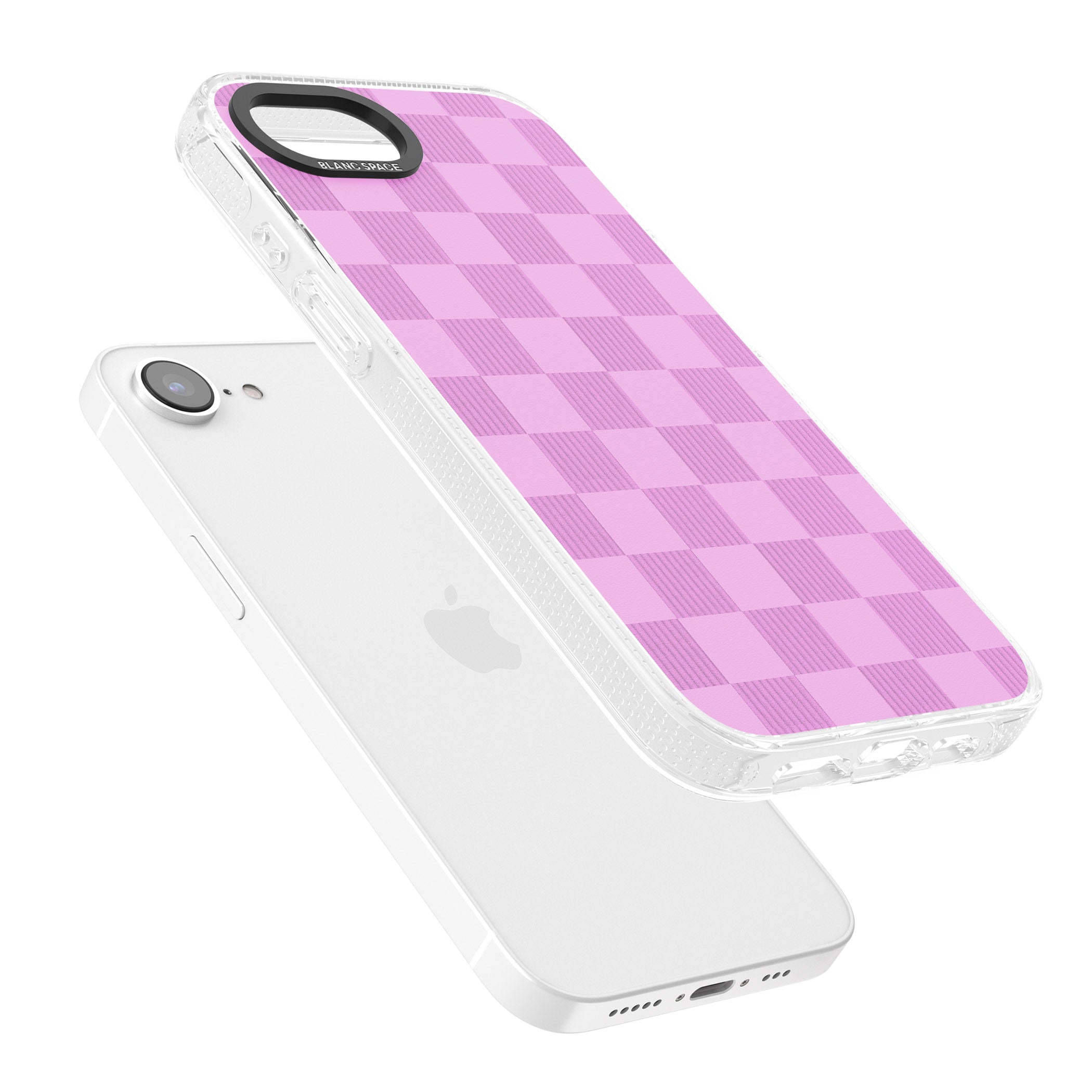 BUBBLEGUM CHECKERED iPhone 16e Clear Case Impact Air - Blanc Space