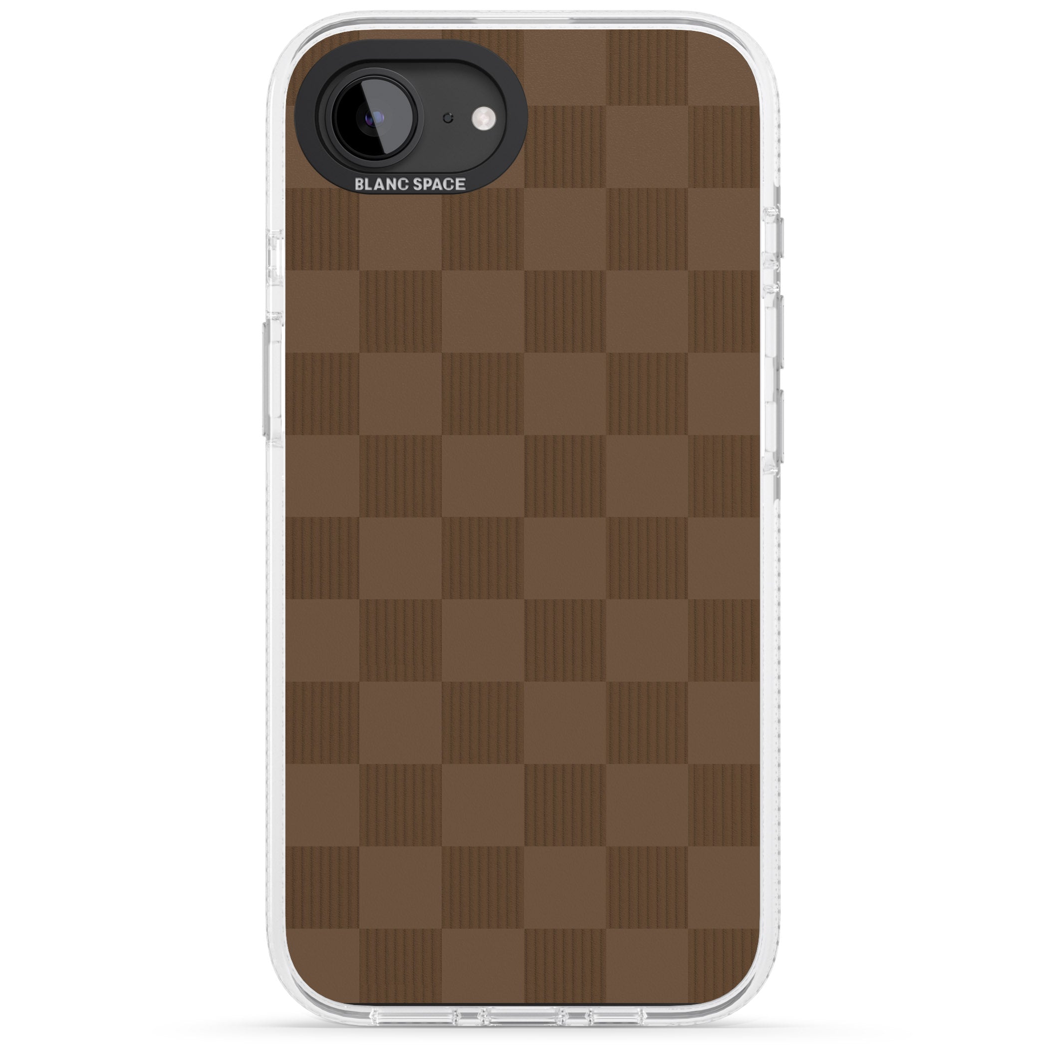 CHOCOLATE CHECKERED iPhone 16e Clear Case Impact Air - Blanc Space