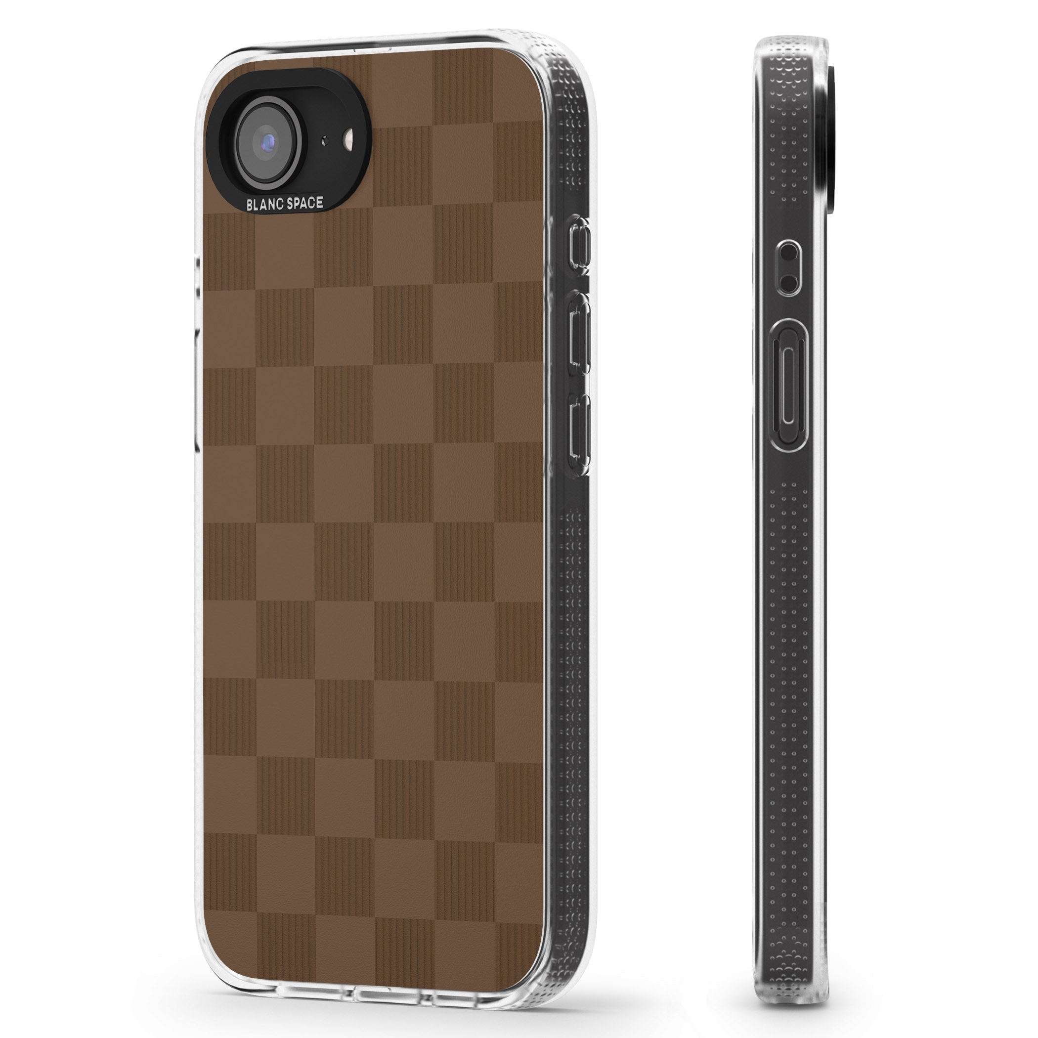 CHOCOLATE CHECKERED iPhone 16e Clear Case Impact Air - Blanc Space