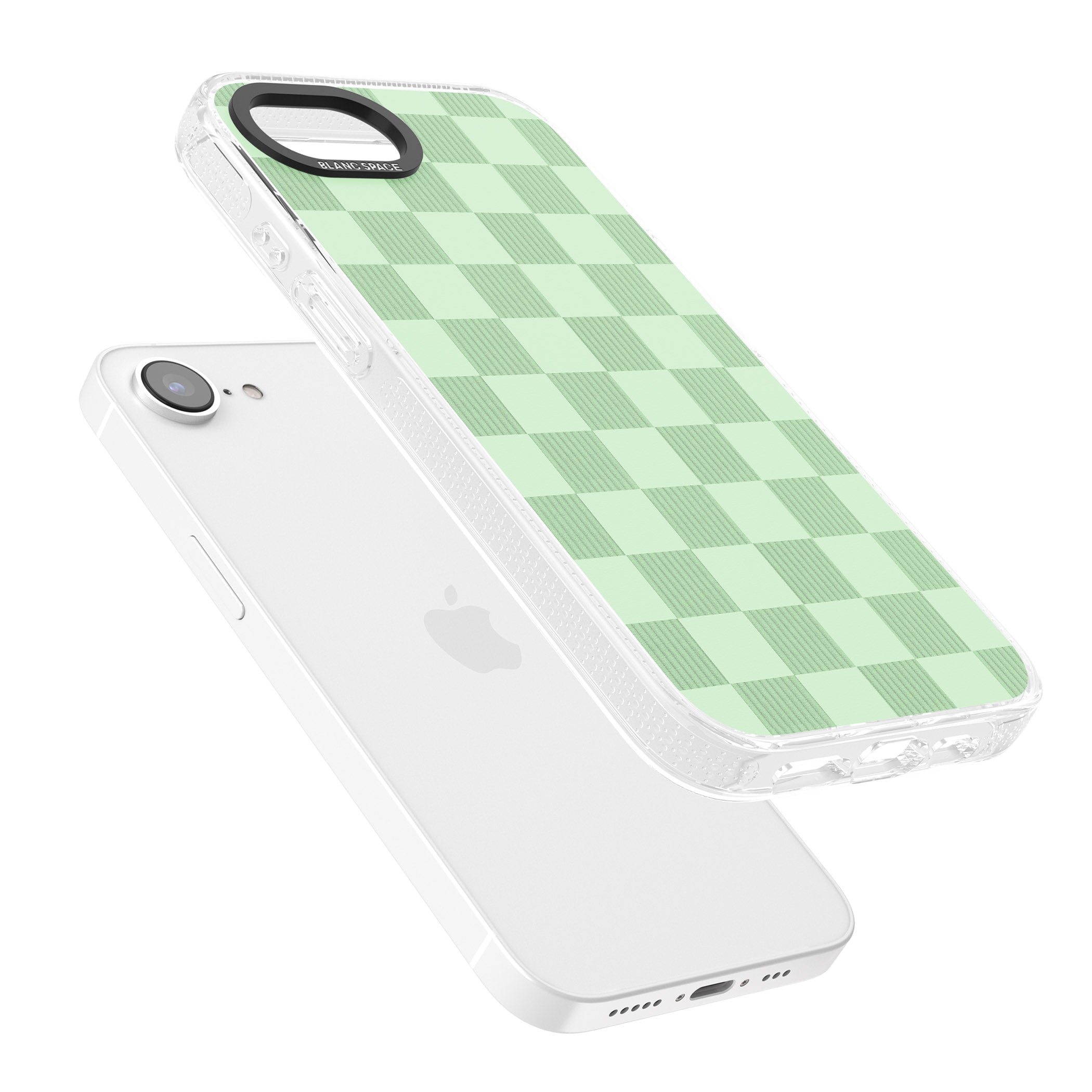 SEAFOAM CHECKERED iPhone 16e Clear Case Impact Air - Blanc Space
