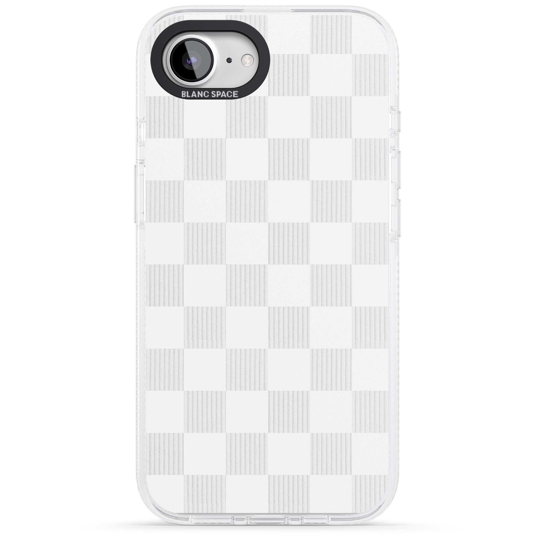 WHITE CHECKERED iPhone 16e Clear Case Impact Air - Blanc Space