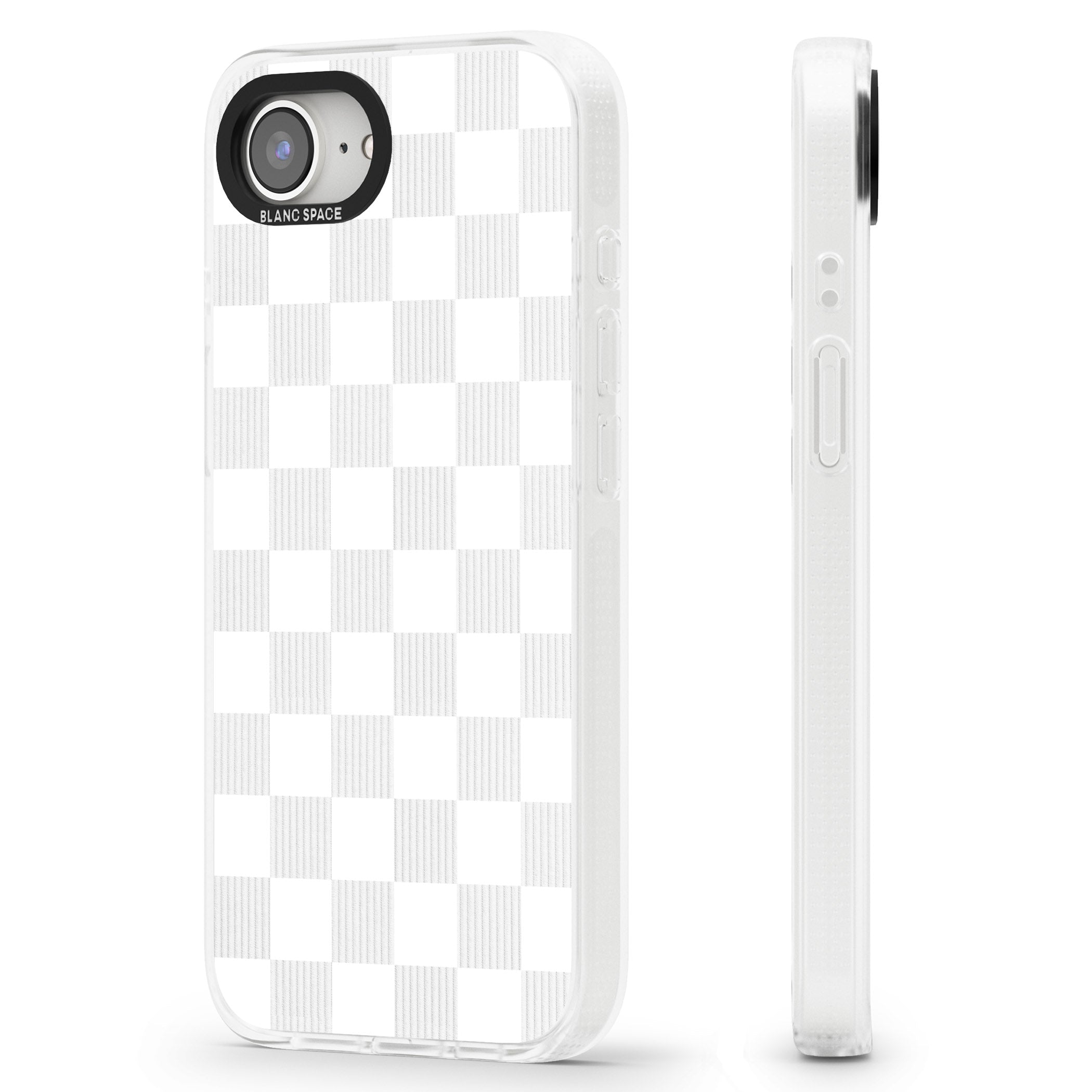WHITE CHECKERED iPhone 16e Clear Case Impact Air - Blanc Space