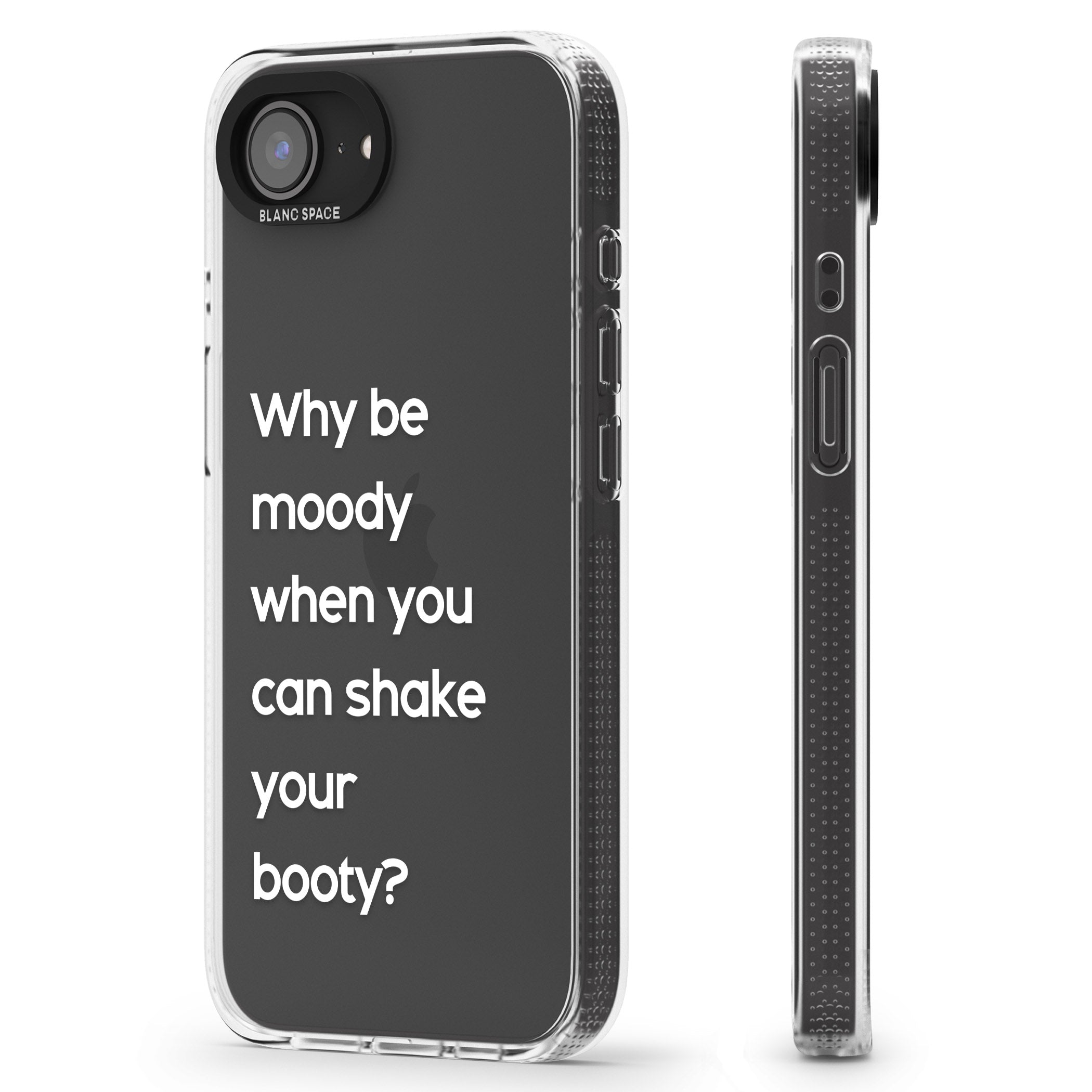 Why be moody? (White) iPhone 16e Clear Case Impact Air - Blanc Space