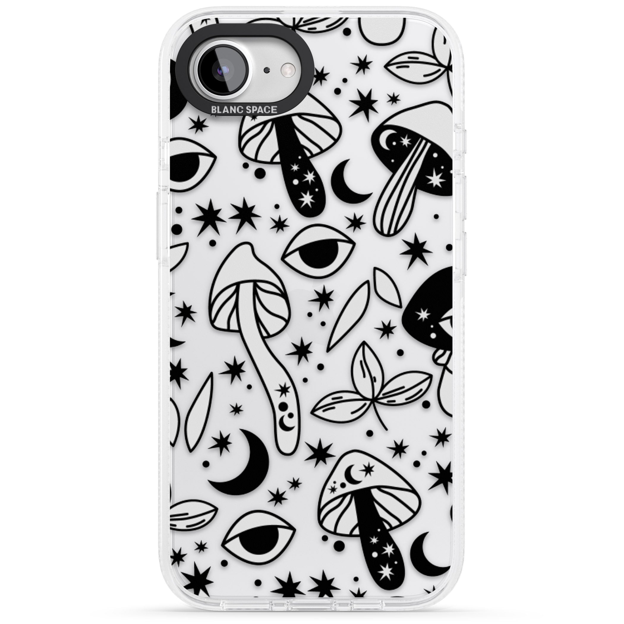 Psychedelic Mushrooms Pattern iPhone 16e Clear Case Impact Air - Blanc Space