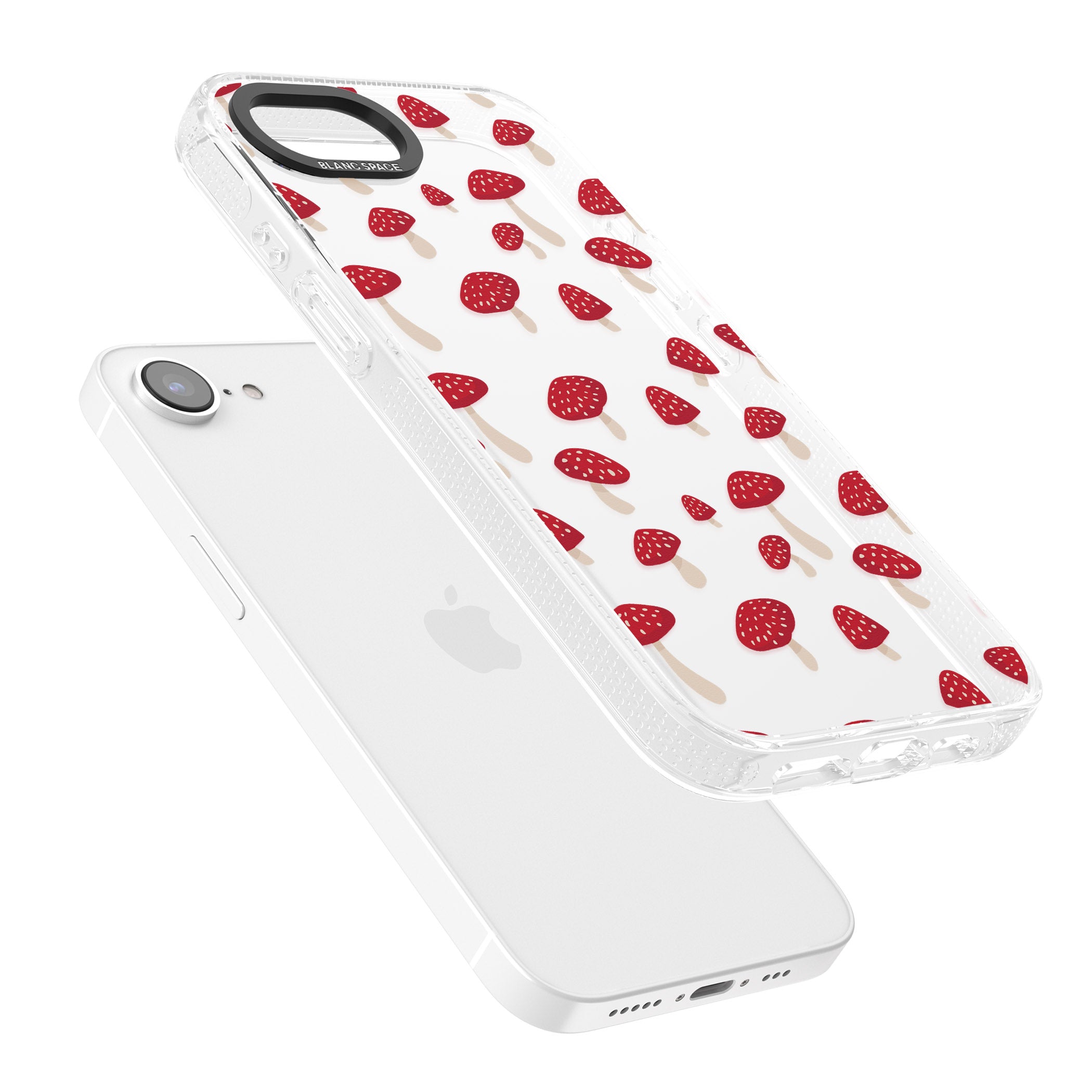 Magical Mushrooms Pattern iPhone 16e Clear Case Impact Air - Blanc Space