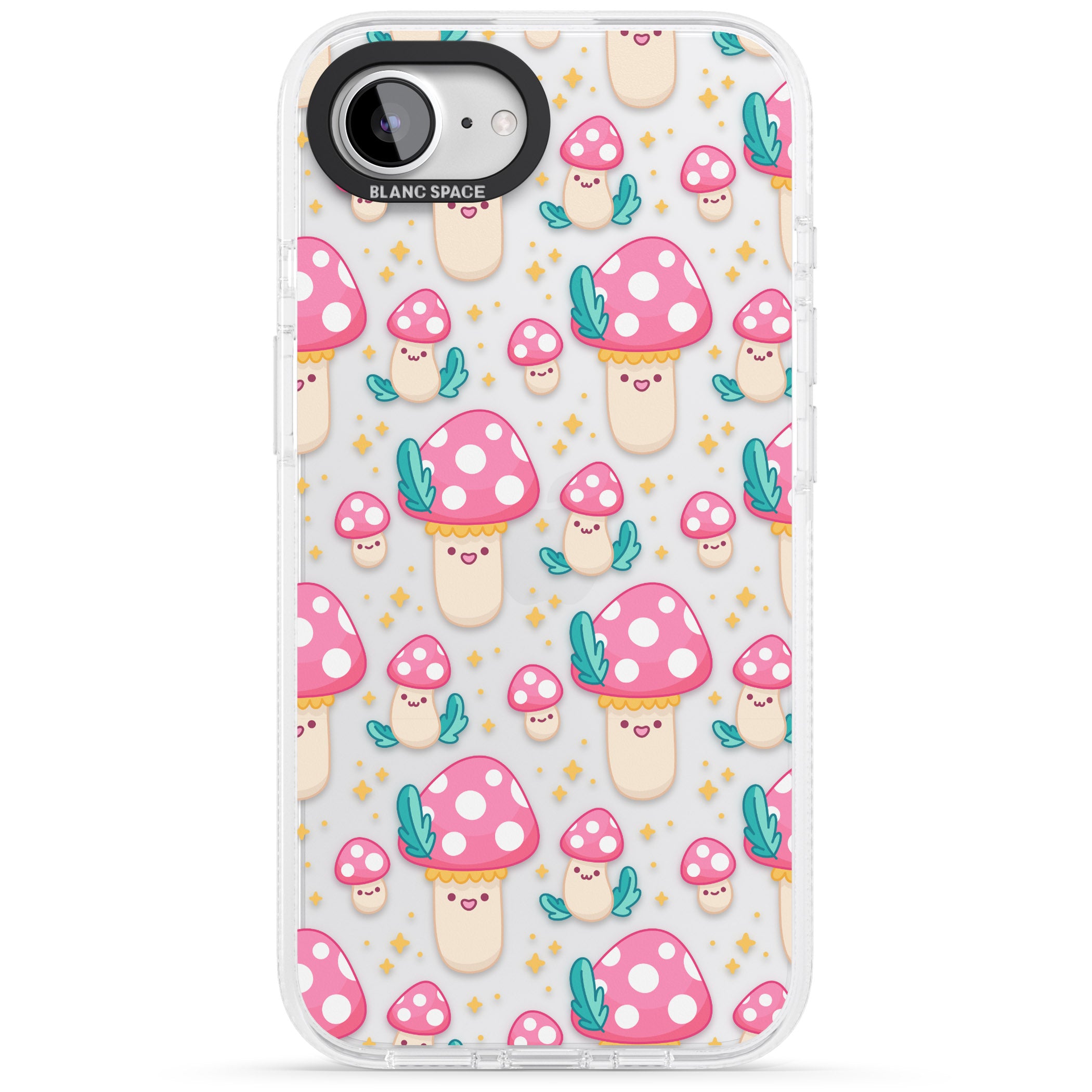 Cute Mushrooms Pattern iPhone 16e Clear Case Impact Air - Blanc Space