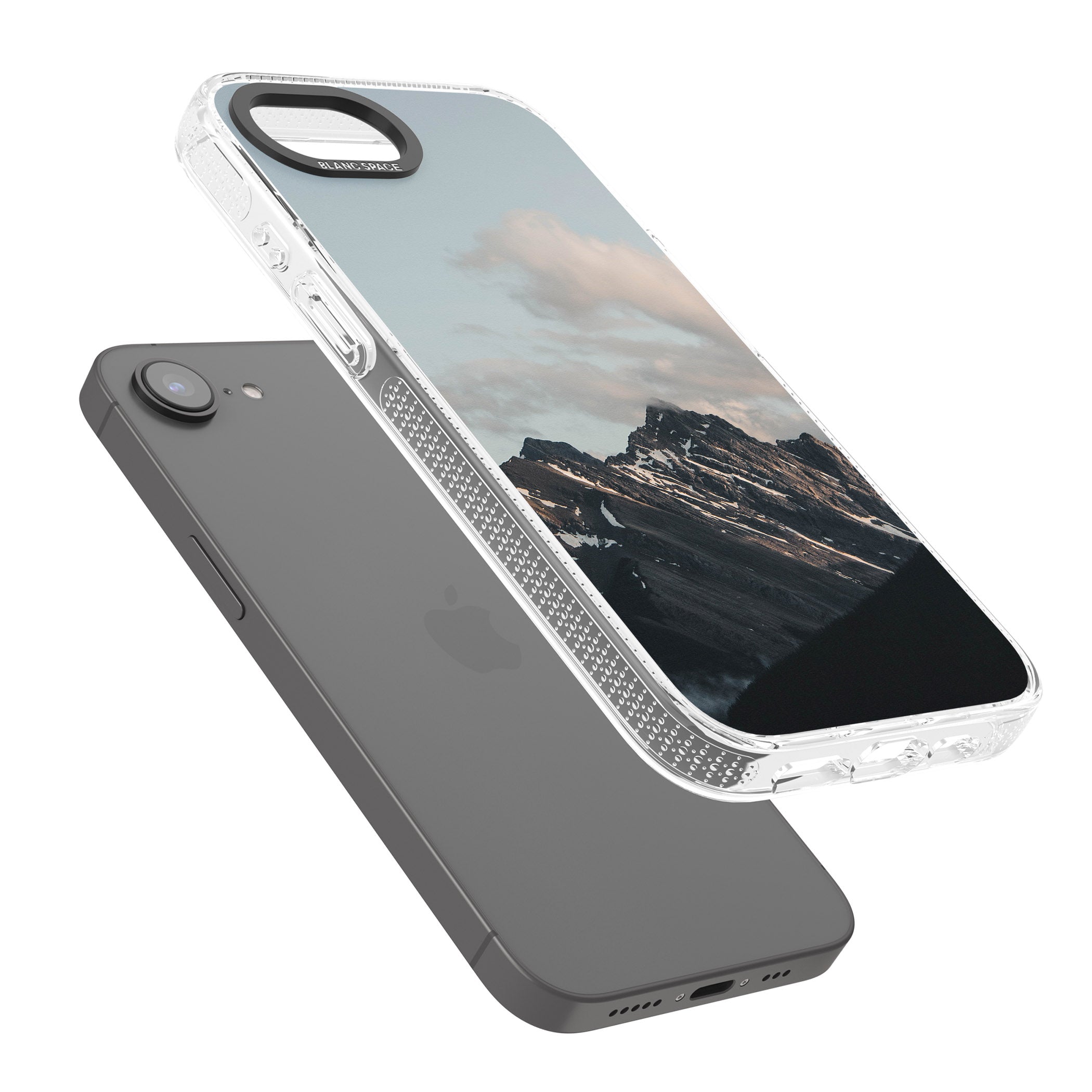 Mountain Range Photograph iPhone 16e Clear Case Impact Air - Blanc Space