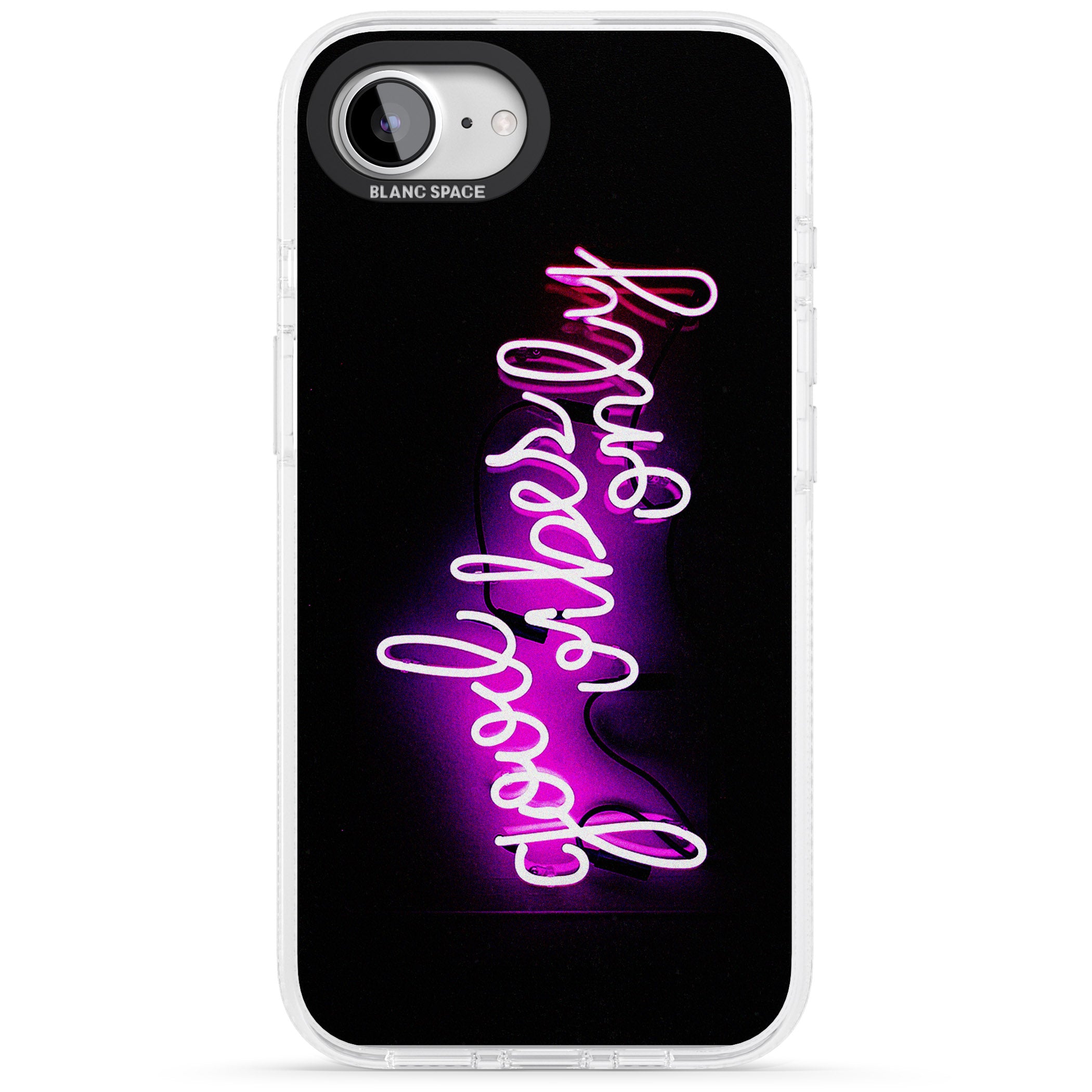 Good Vibes Only Pink Neon iPhone 16e Clear Case Impact Air - Blanc Space