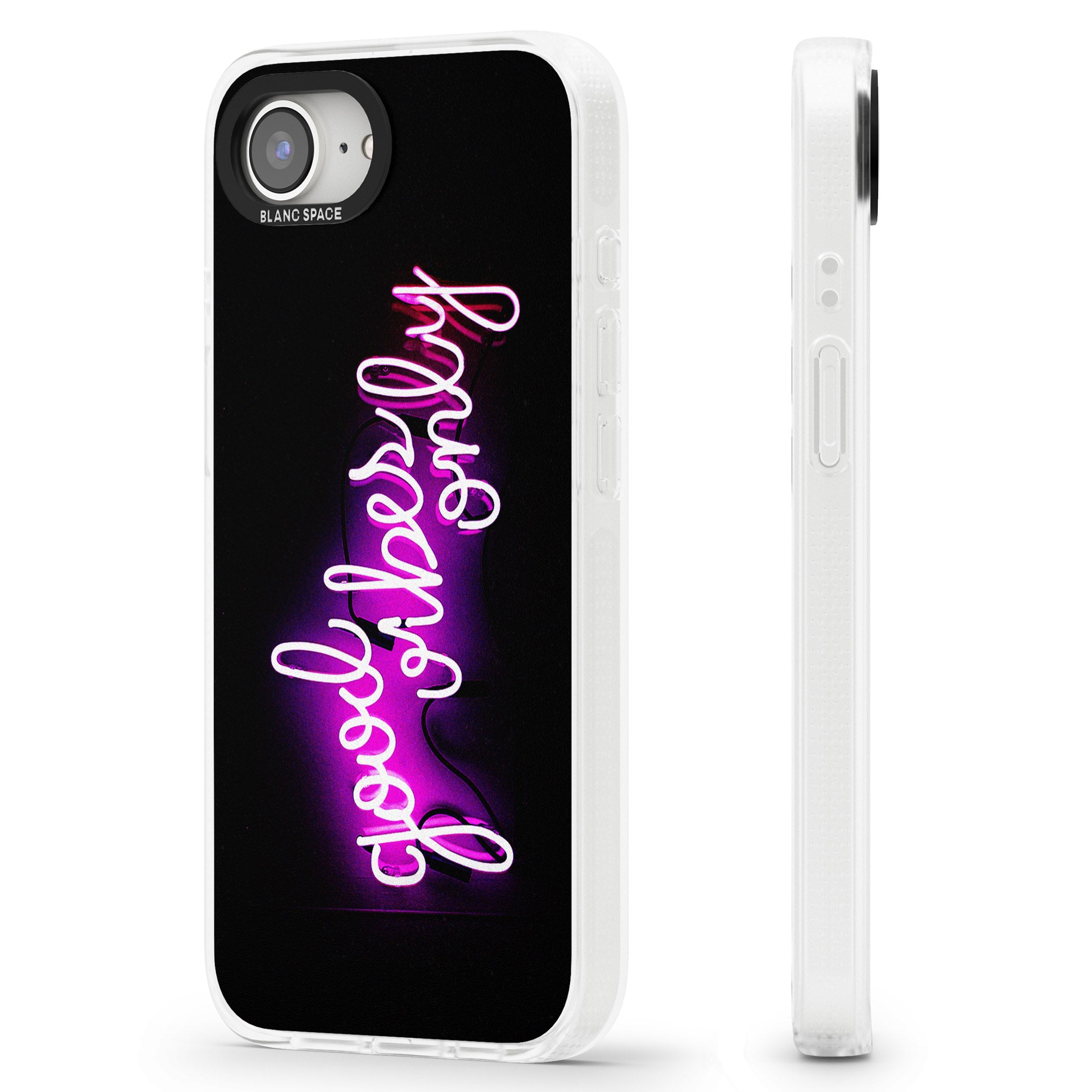 Good Vibes Only Pink Neon iPhone 16e Clear Case Impact Air - Blanc Space