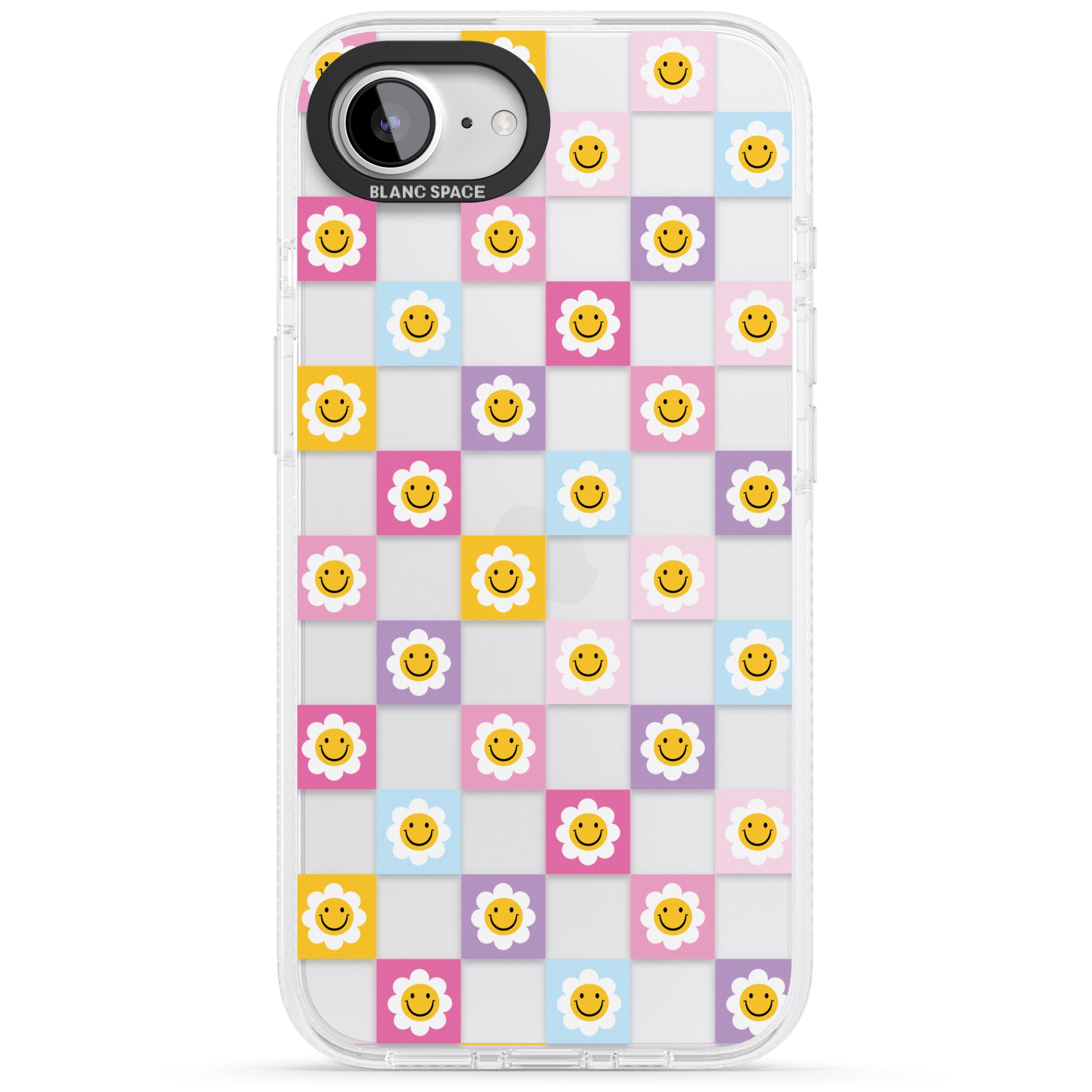 Daisy Squares Pattern iPhone 16e Clear Case Impact Air - Blanc Space