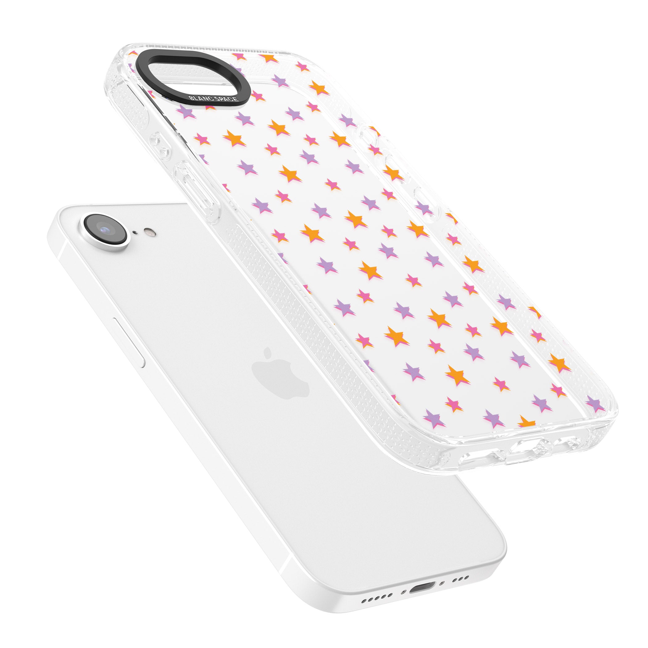 Spangling Stars Pattern iPhone 16e Clear Case Impact Air - Blanc Space