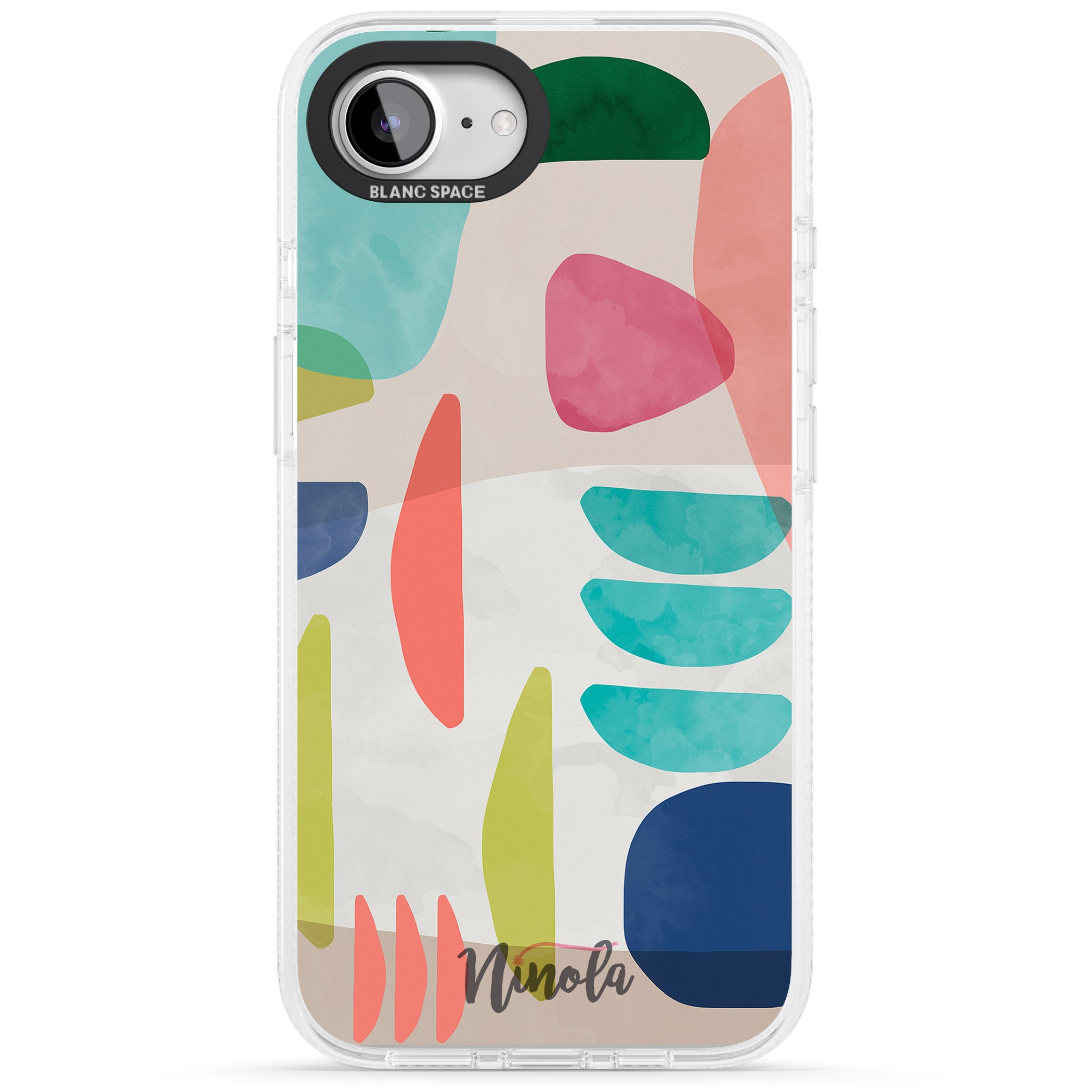 Organic Bold Shapes iPhone 16e Clear Case Impact Air - Blanc Space