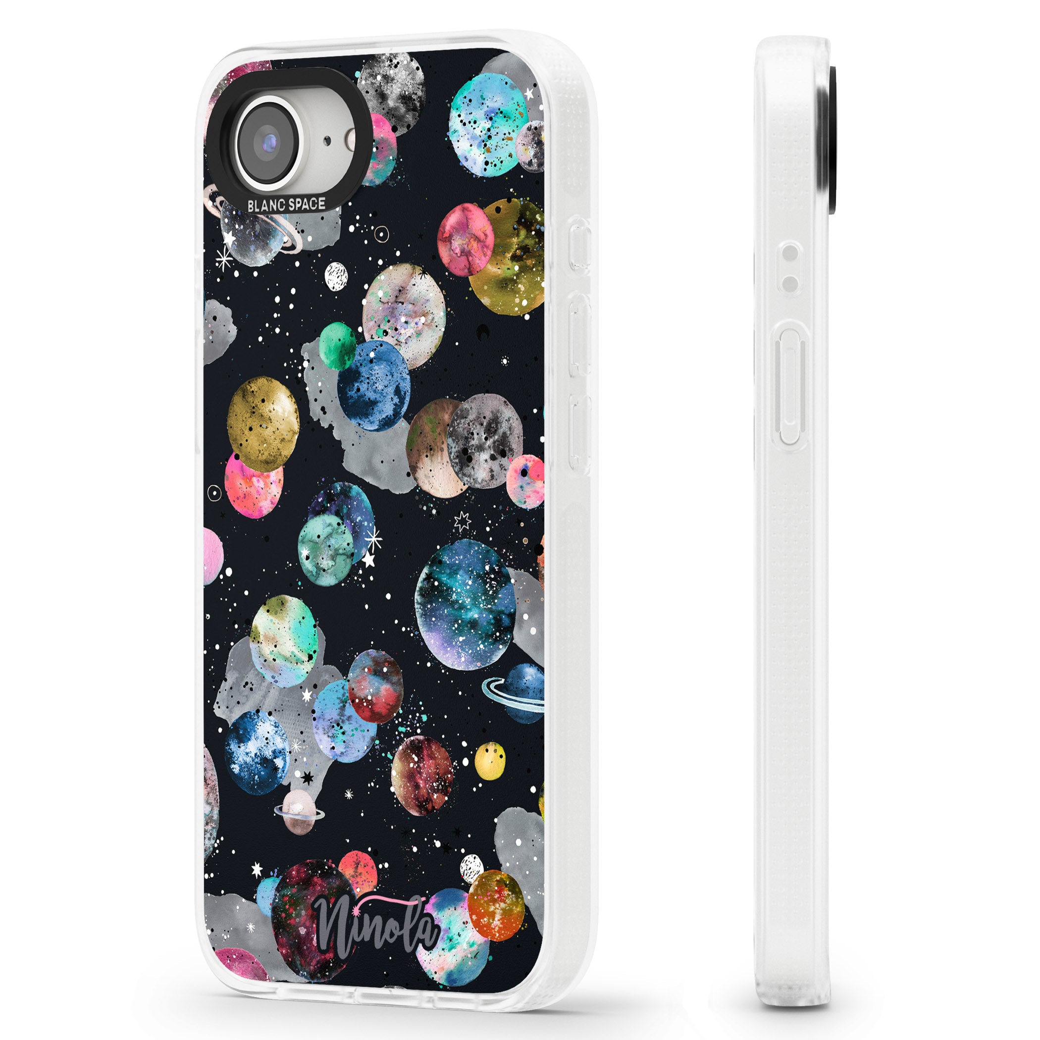 Space Planets iPhone 16e Clear Case Impact Air - Blanc Space