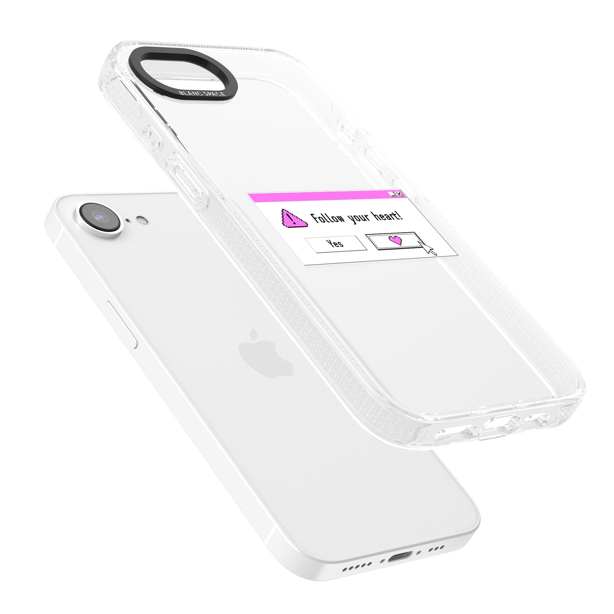 Follow your heart.exe iPhone 16e Clear Case Impact Air - Blanc Space