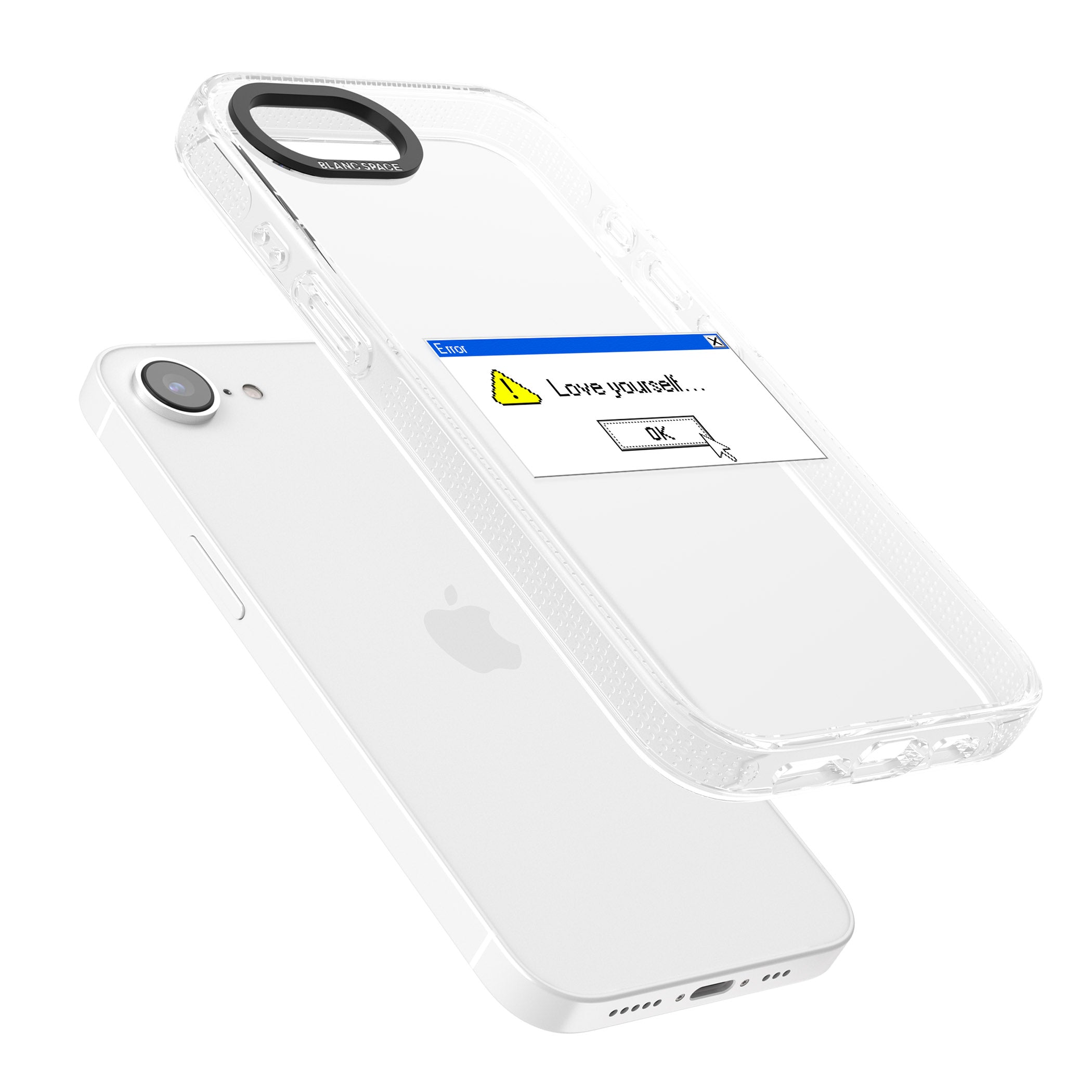 Love yourself.exe iPhone 16e Clear Case Impact Air - Blanc Space