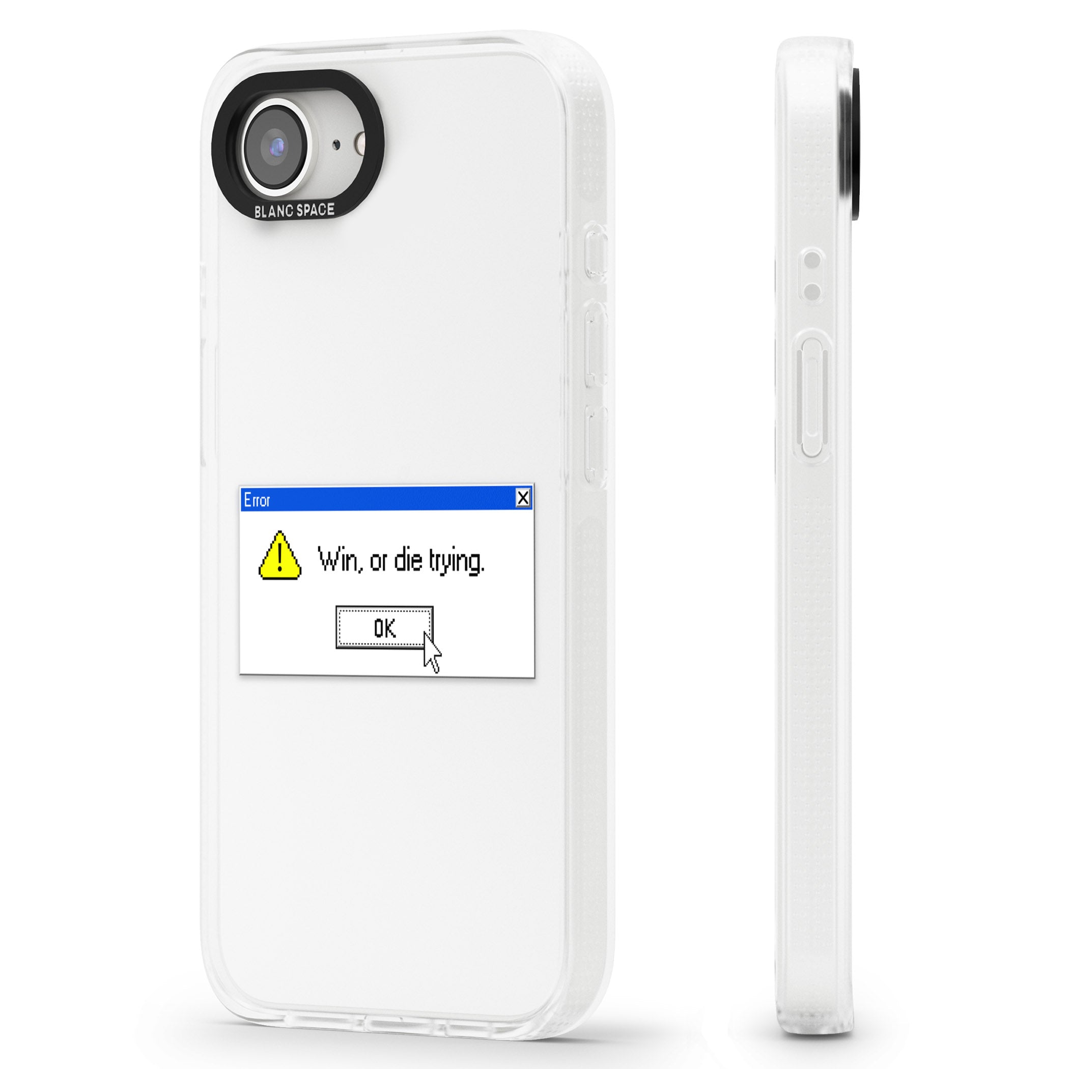 Win or die trying.exe iPhone 16e Clear Case Impact Air - Blanc Space
