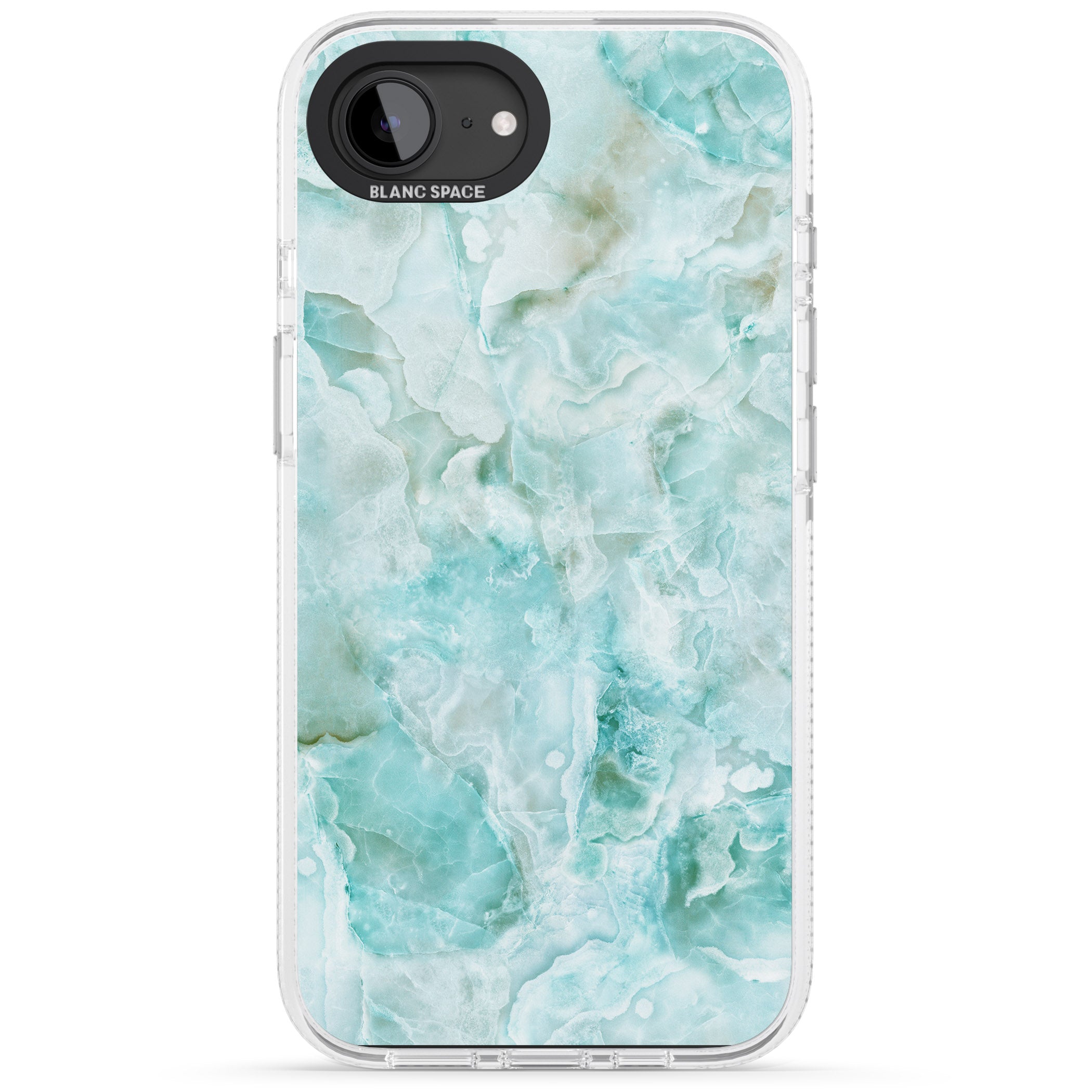 Turquoise Aqua Onyx Marble iPhone 16e Clear Case Impact Air - Blanc Space