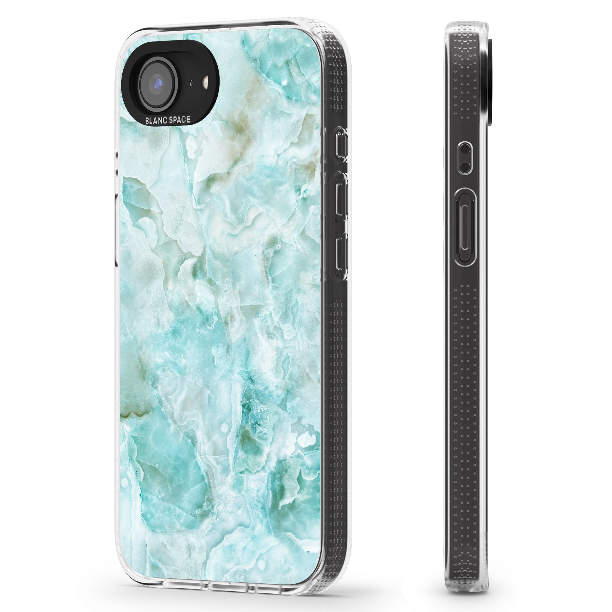 Turquoise Aqua Onyx Marble iPhone 16e Clear Case Impact Air - Blanc Space