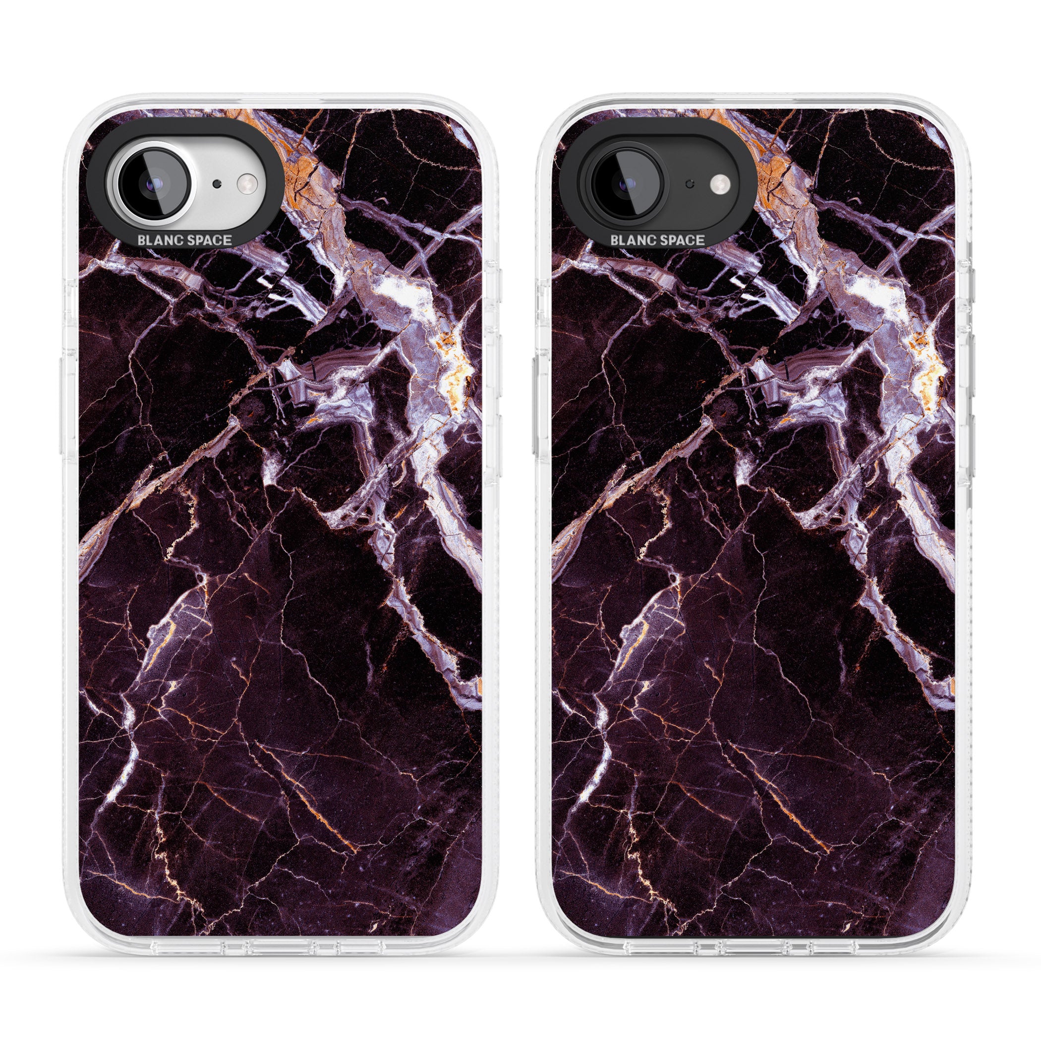 Black, Purple & Yellow shattered Marble iPhone 16e Clear Case Impact Air - Blanc Space