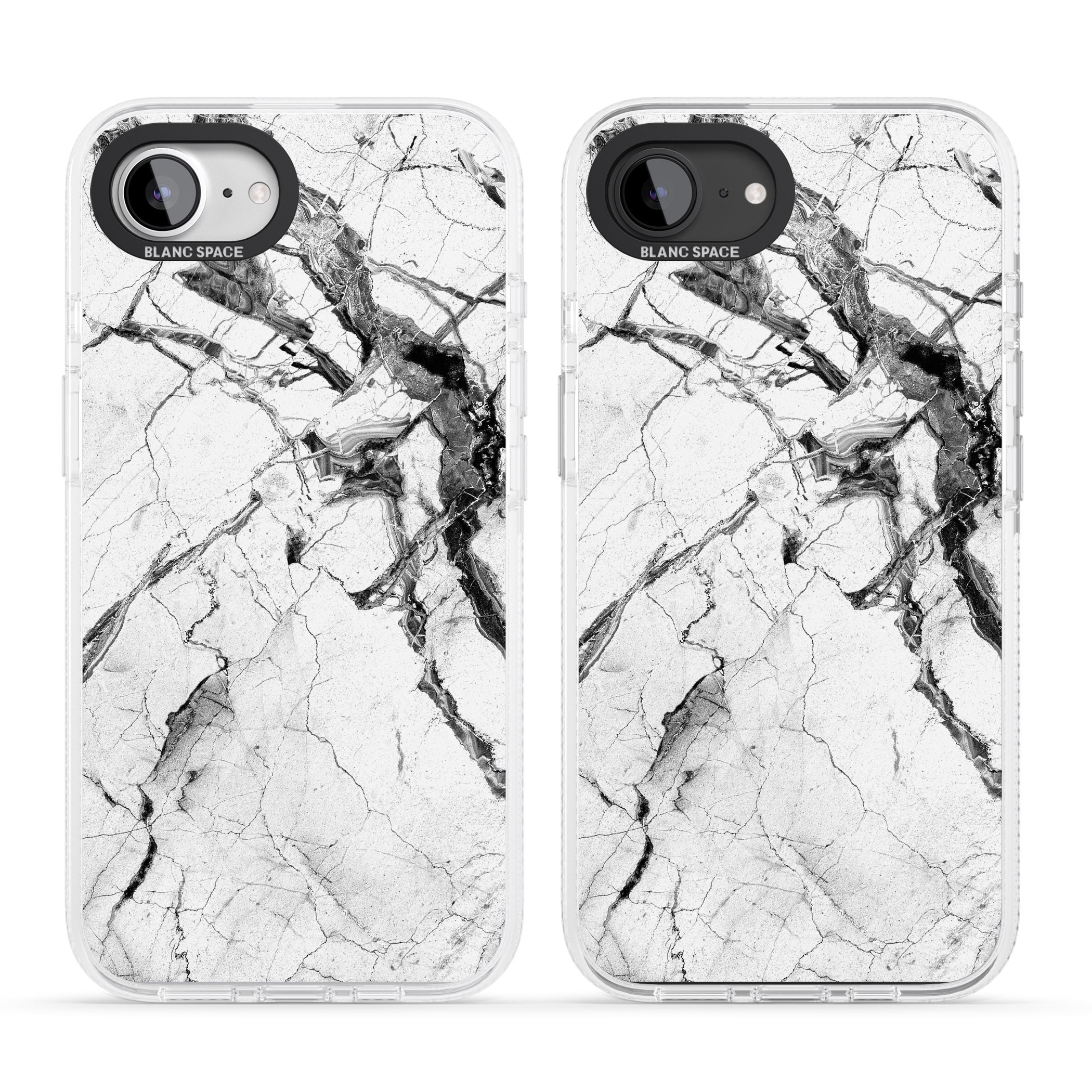 Black & White Stormy Marble iPhone 16e Clear Case Impact Air - Blanc Space