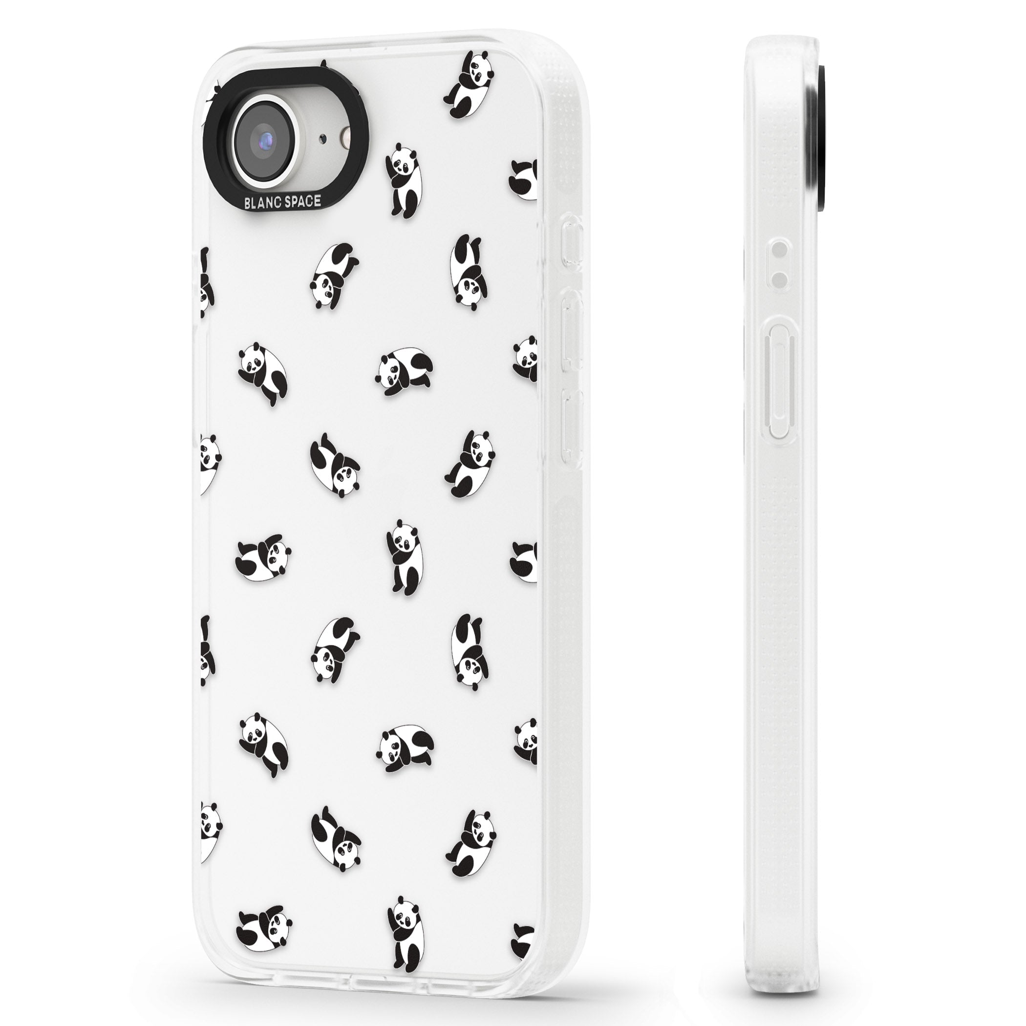 Tiny Panda Pattern iPhone 16e Clear Case Impact Air - Blanc Space
